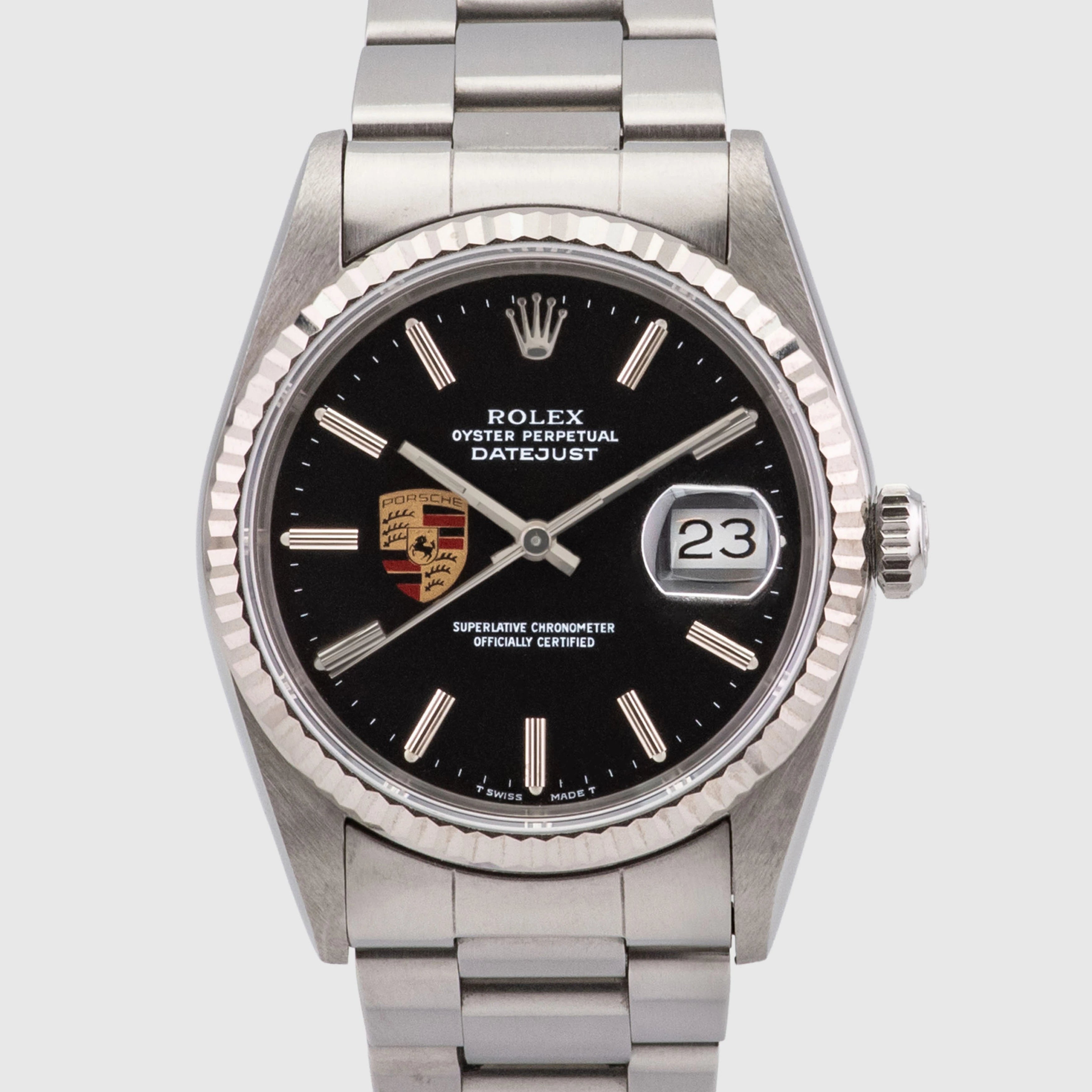 Rolex Datejust Porsche logo with Enamel case back Ref. 16234 (with Papers)