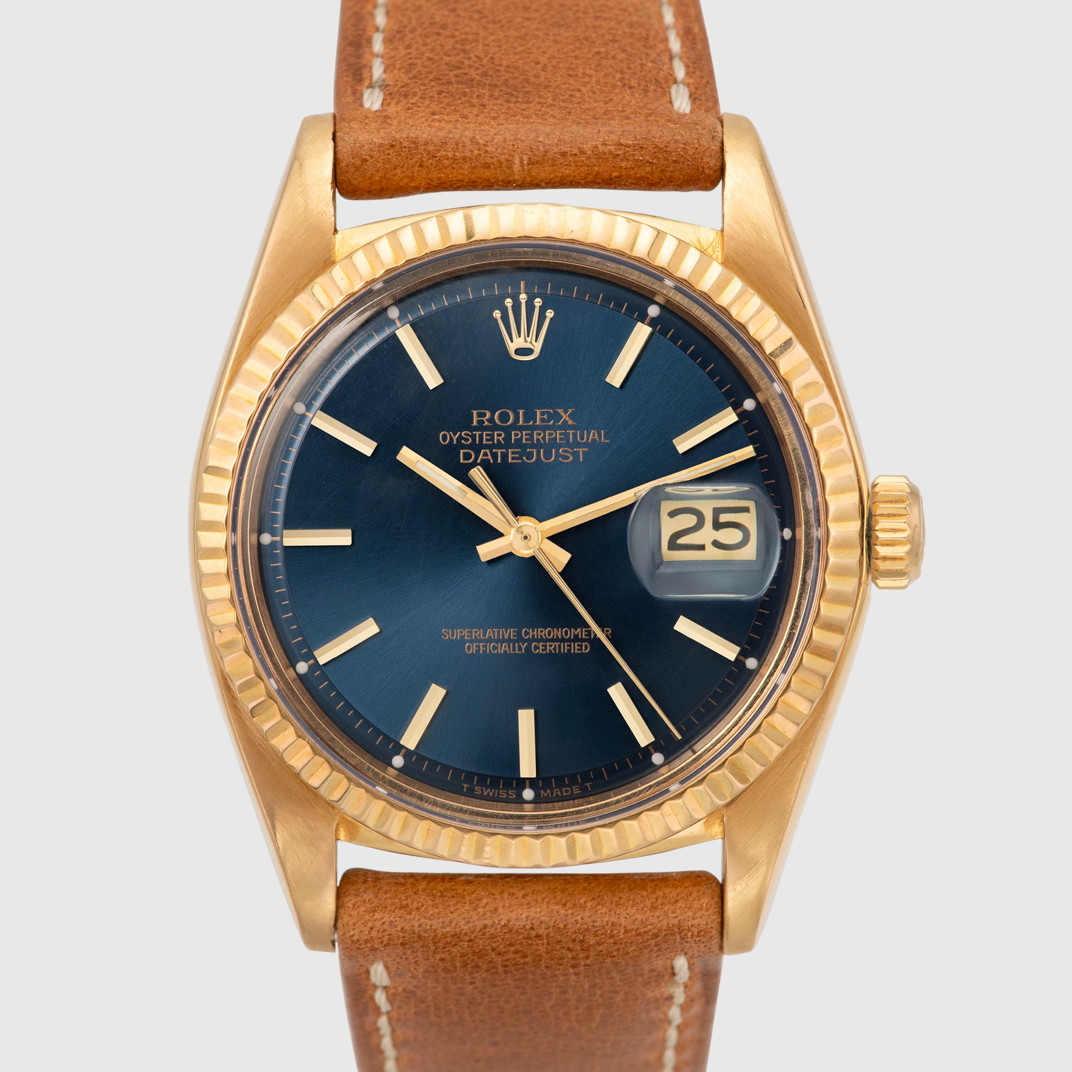 1973 Rolex Datejust 18K Blue Dial Ref. 1601