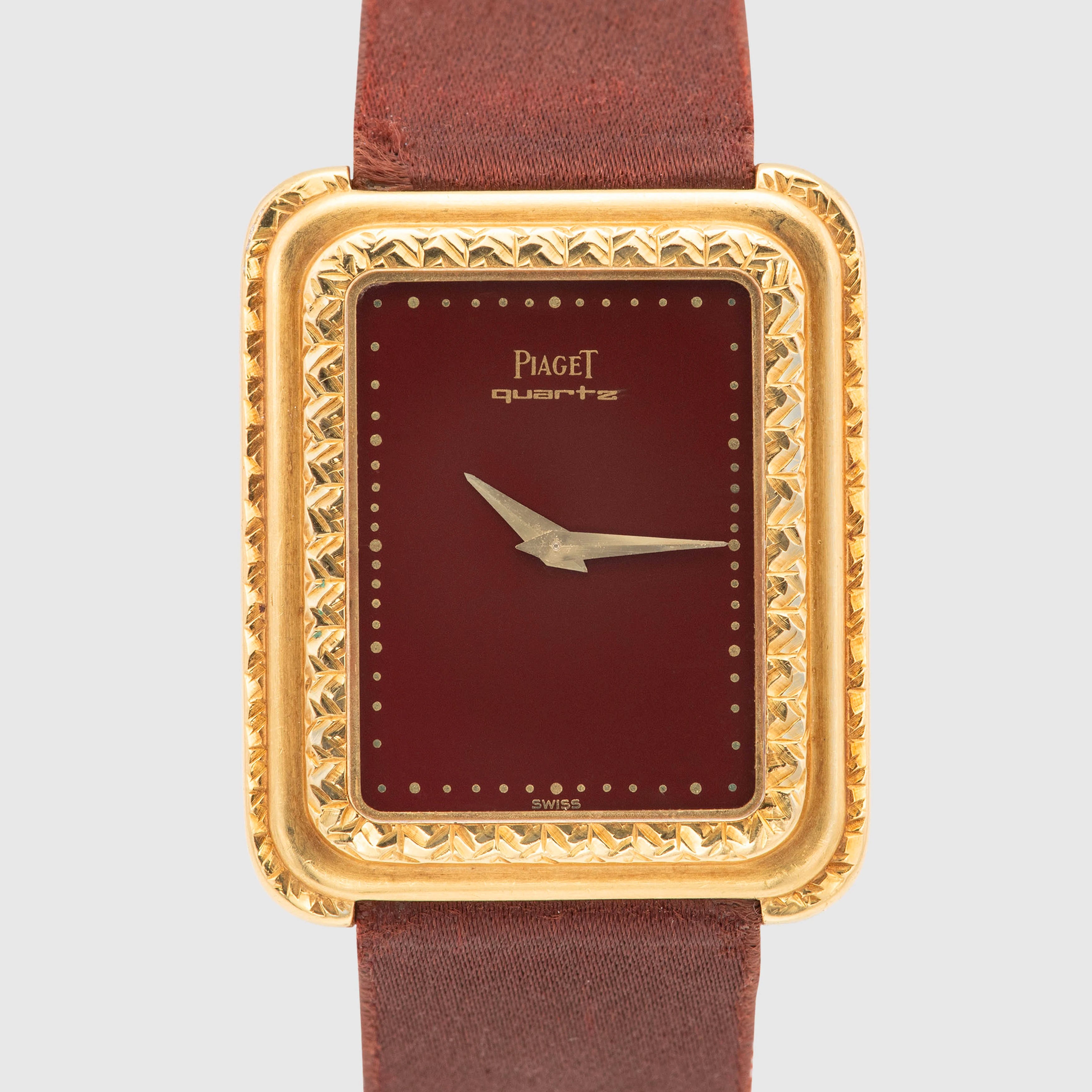1970's Piaget Protocole Burgundy Dial Yellow Gold Ref. 74121 (with Special Box)
