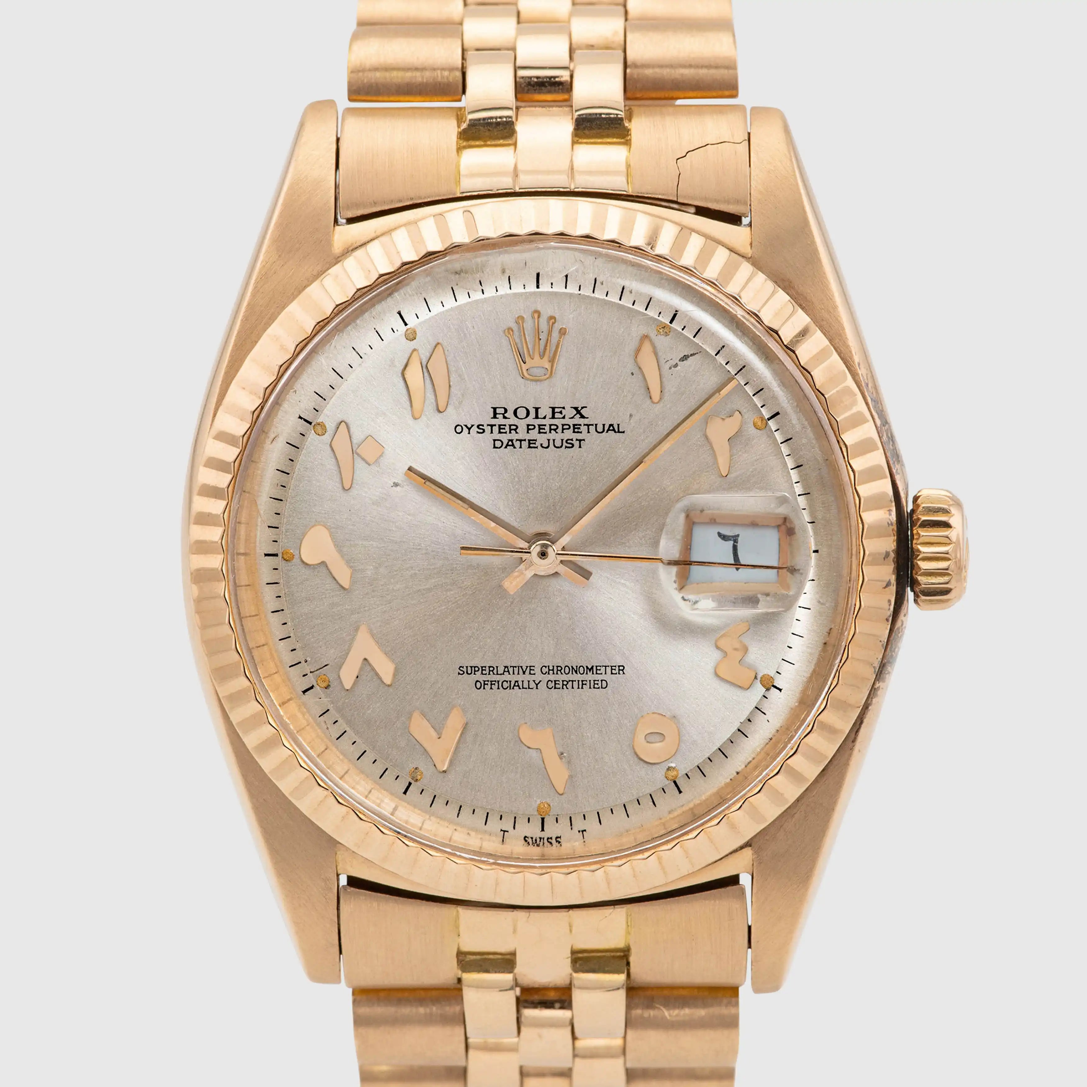 1969 Rolex Datejust Pink Gold Rare Arabic Hindi Dial Ref. 1601
