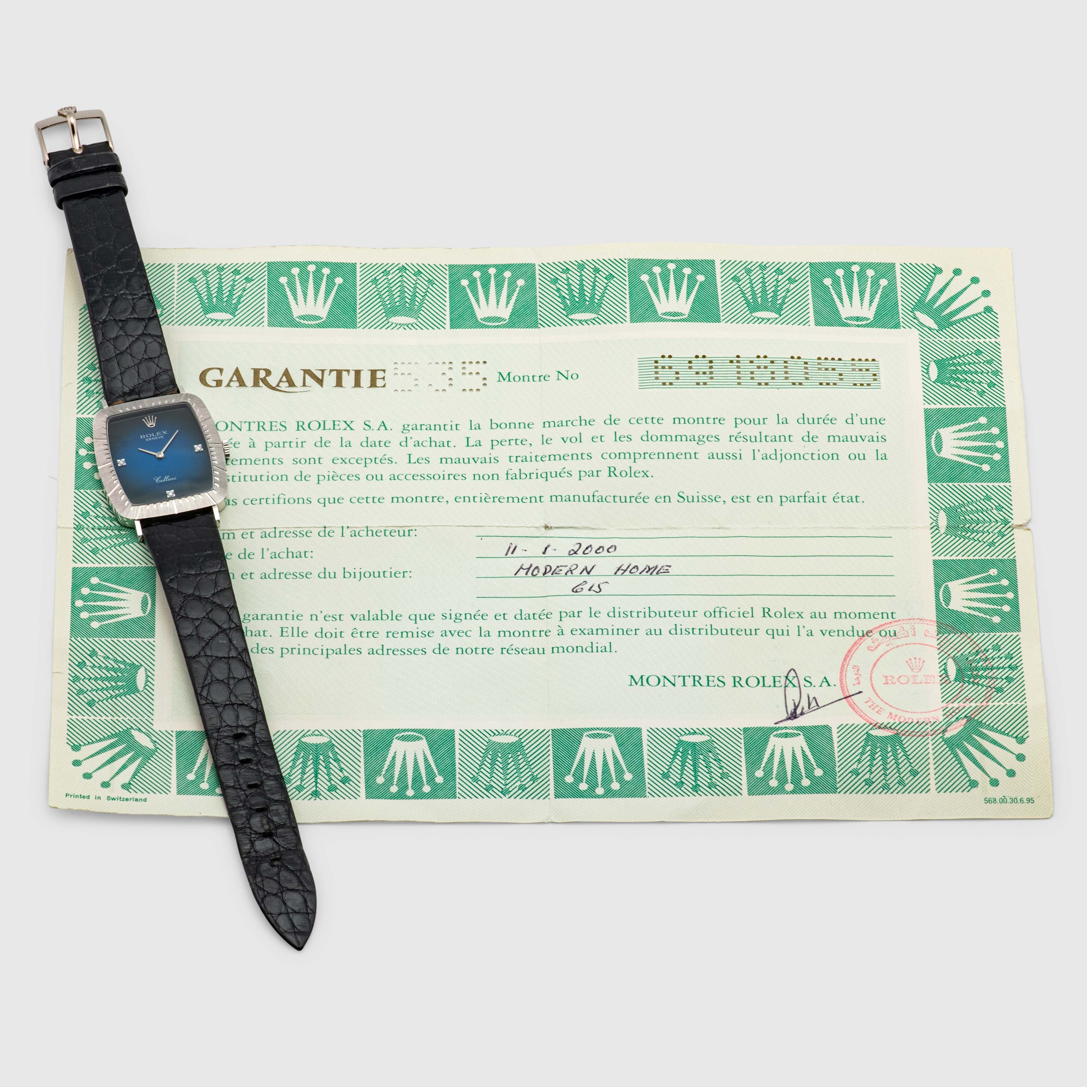 1981 Rolex Cellini Blue Vignette Dial White Gold Ref. 4087/9 (with Papers)