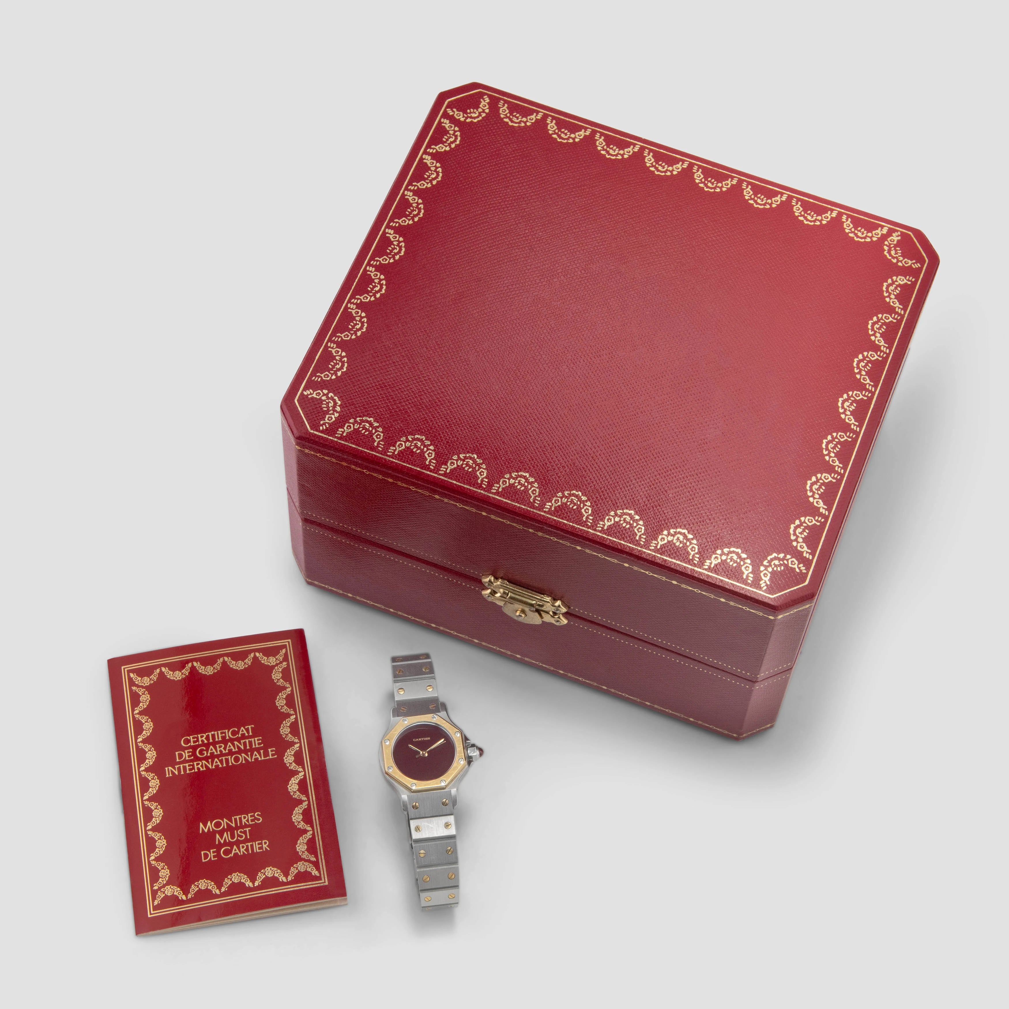 1990's Cartier Santos Octo St/G Burgundy Dial Ref. 907 (with Box & Warranty Booklet)