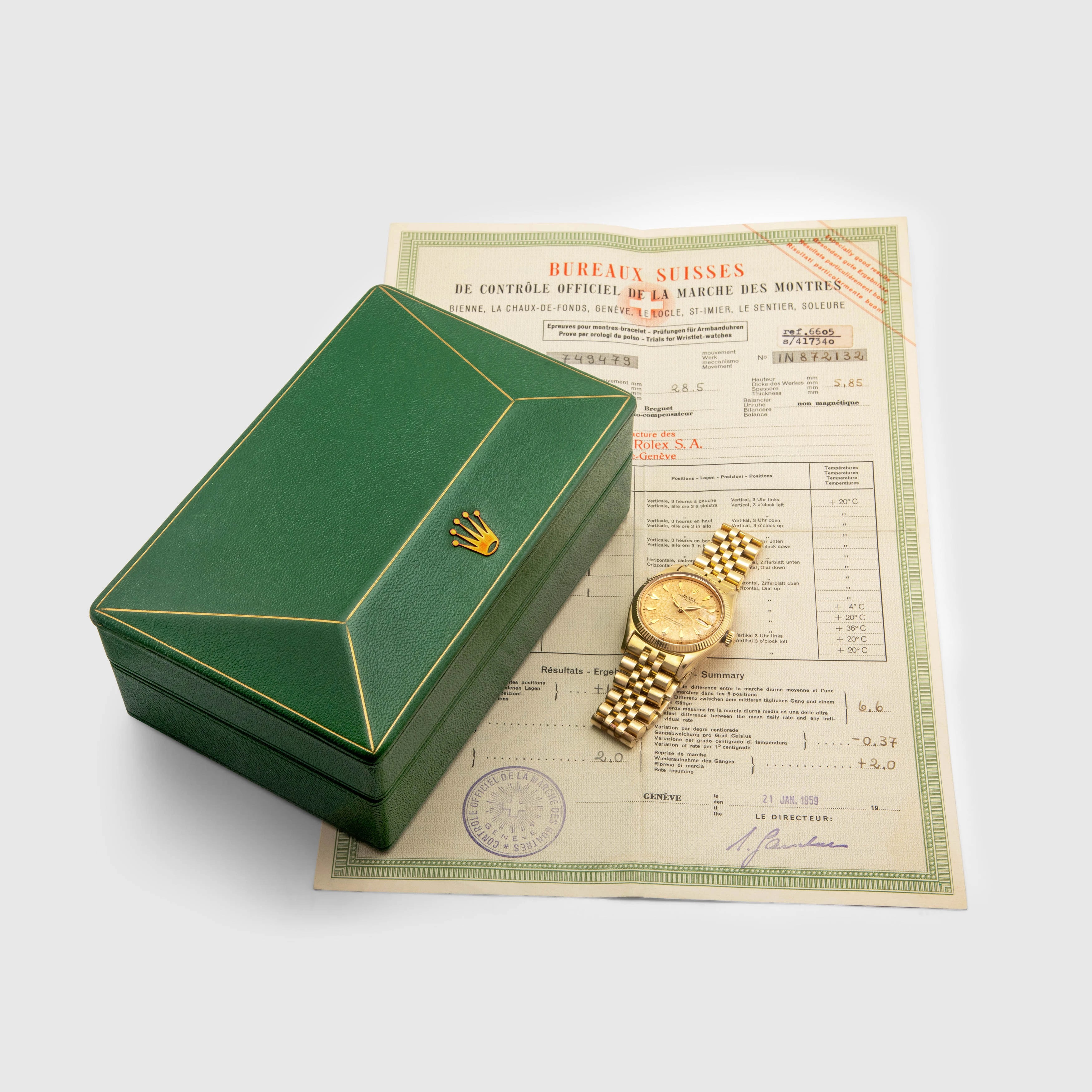 1959 Rolex Datejust Tropical Dial Ref. 6605 (Super Full Set)
