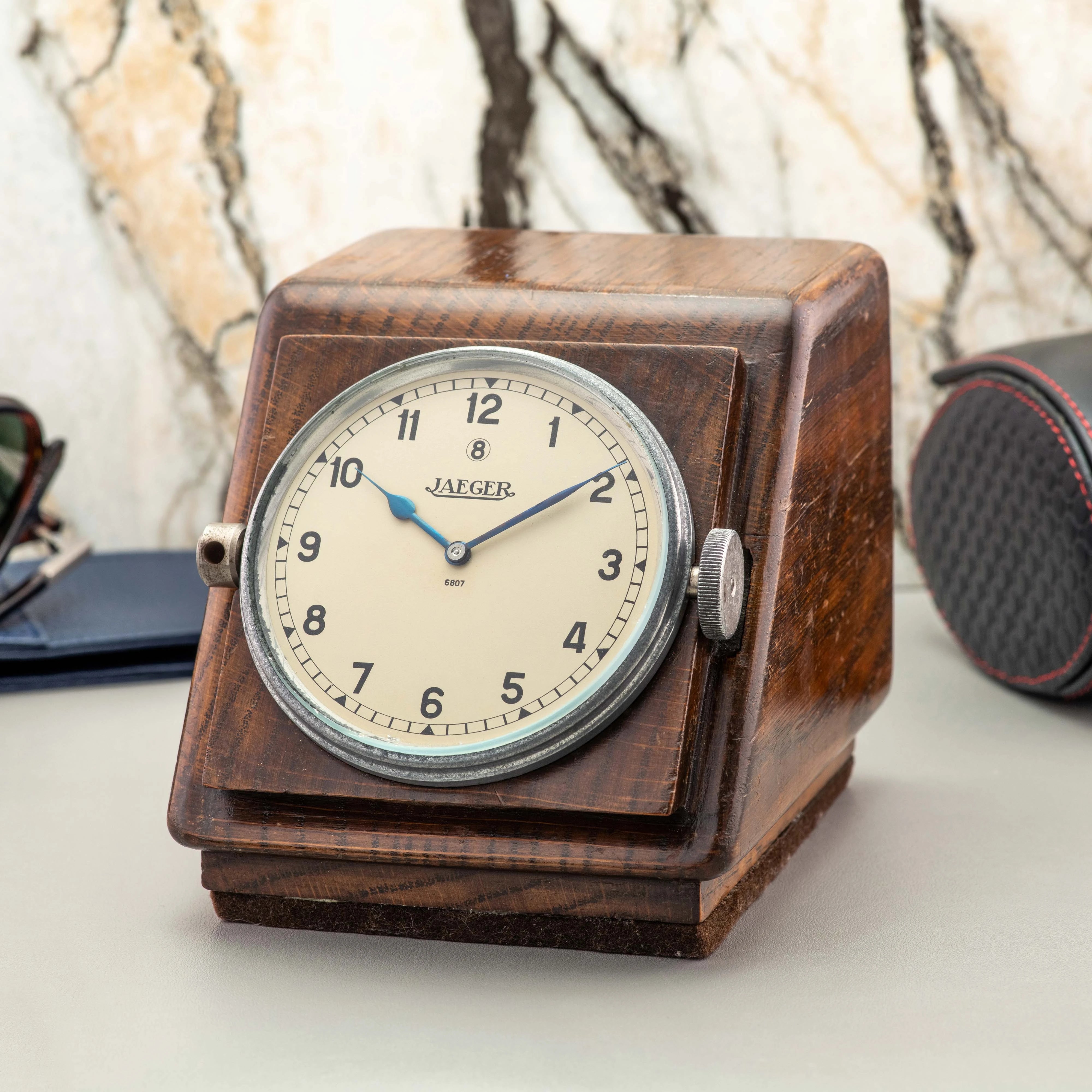Vintage Jaeger wooden Desk clock