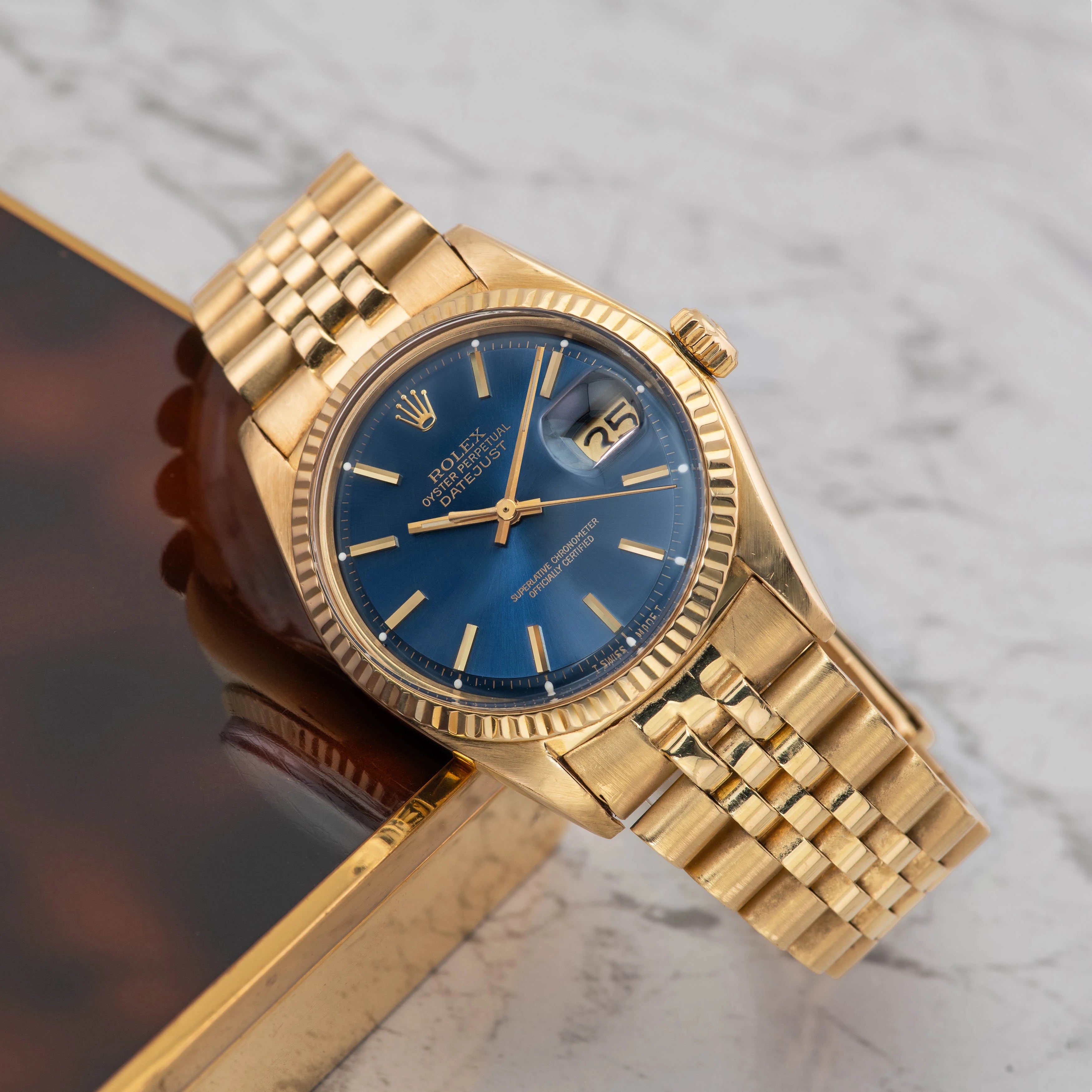 1973 Rolex Datejust 18K Blue Dial Ref. 1601
