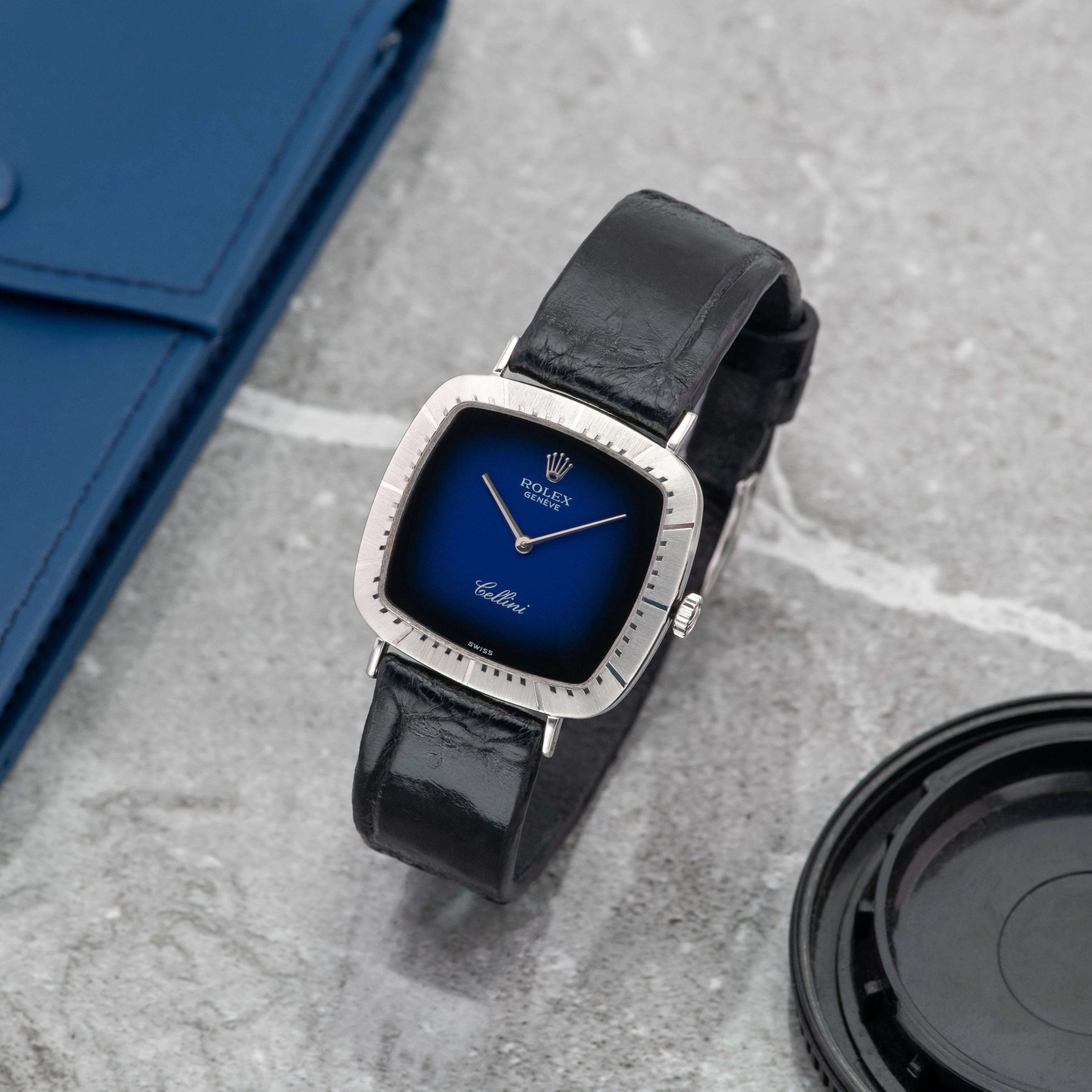 1981 Rolex Cellini Blue Vignette Dial White Gold Ref. 4084