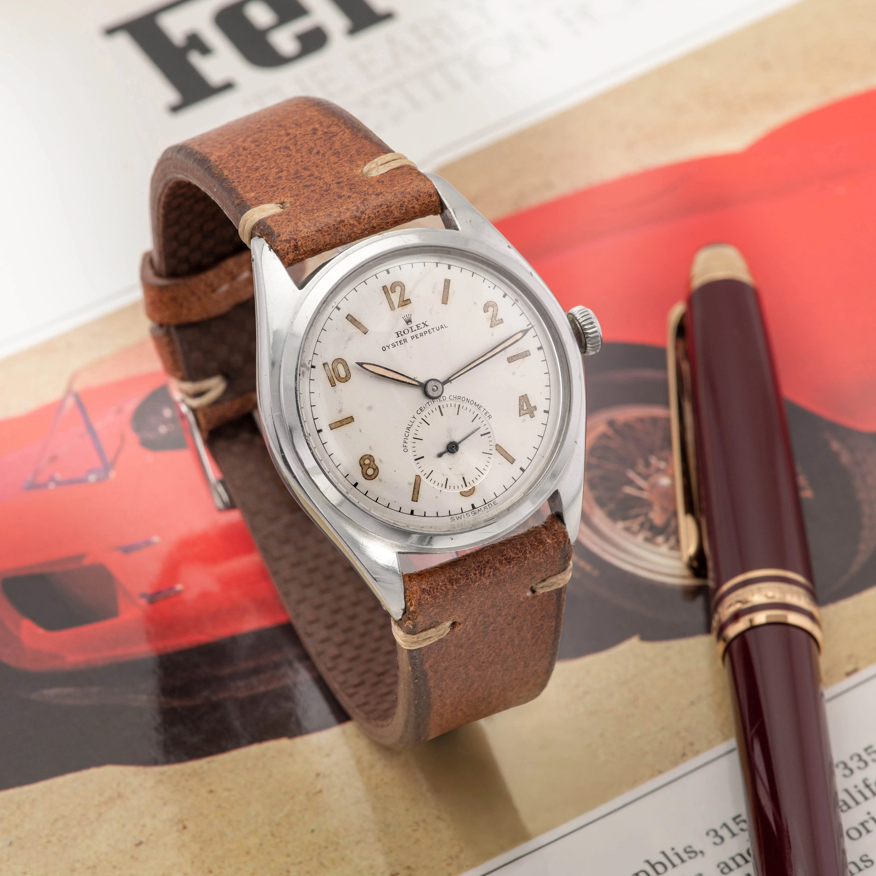 1946 Rolex Rare Big Bubbleback 36mm Arabic Radium dial Ref. 5028