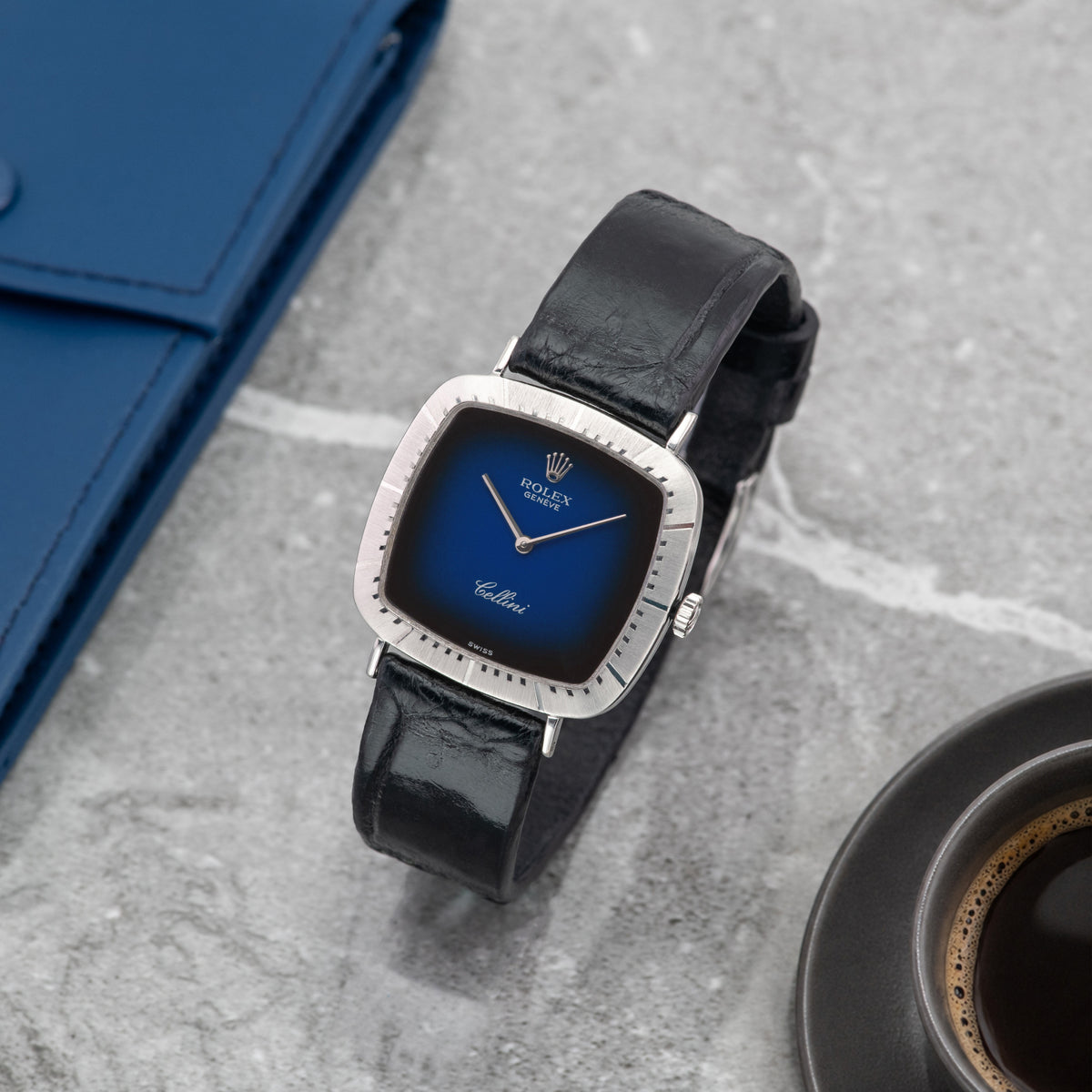 1981 Rolex Cellini Blue Vignette Dial White Gold Ref. 4084