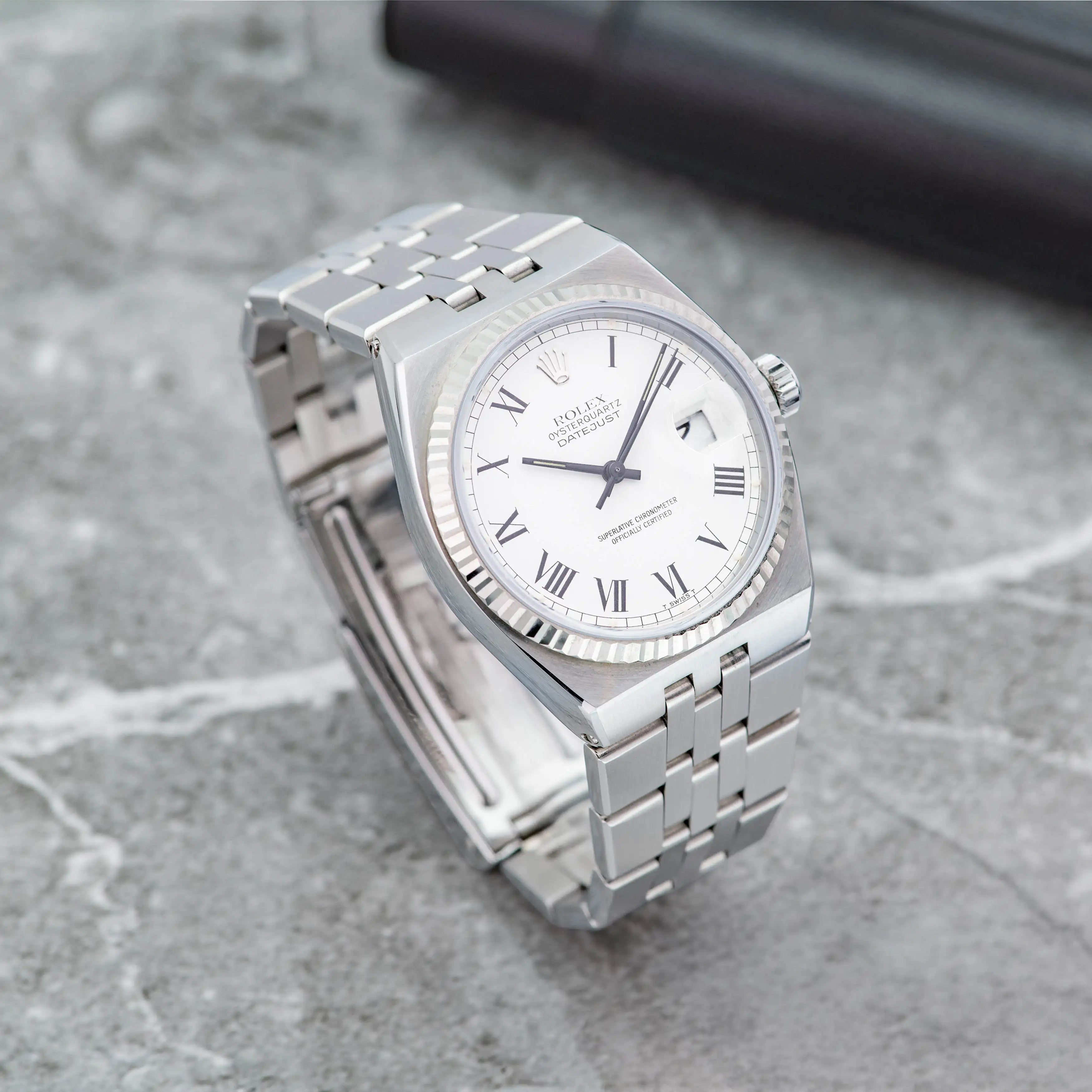 1981 Rolex Datejust Oysterquartz St/WG White Buckley Dial Ref. 17014
