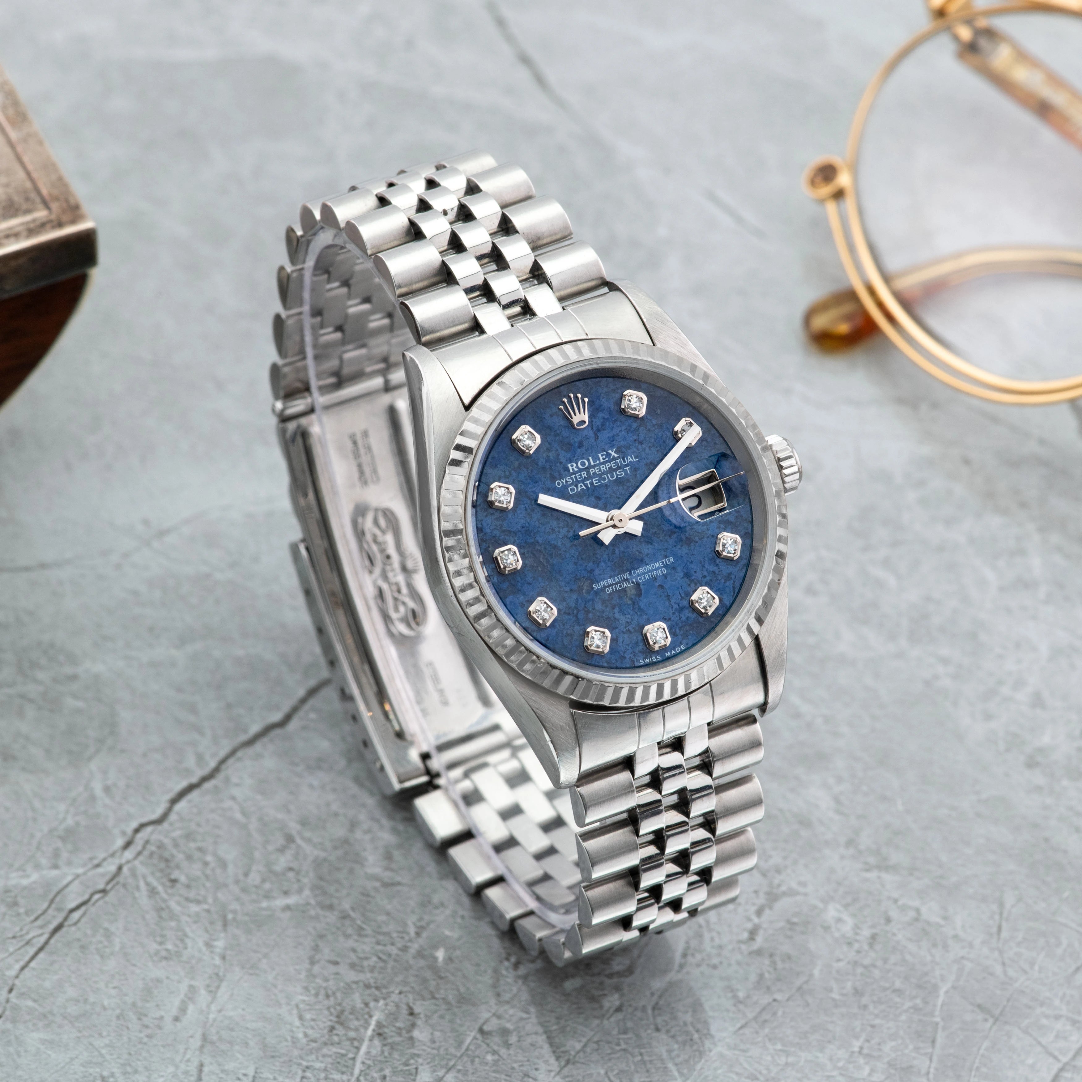 2000 Rolex Datejust Sodalite Diamond Dial St/WG Ref. 16234 (with Papers)