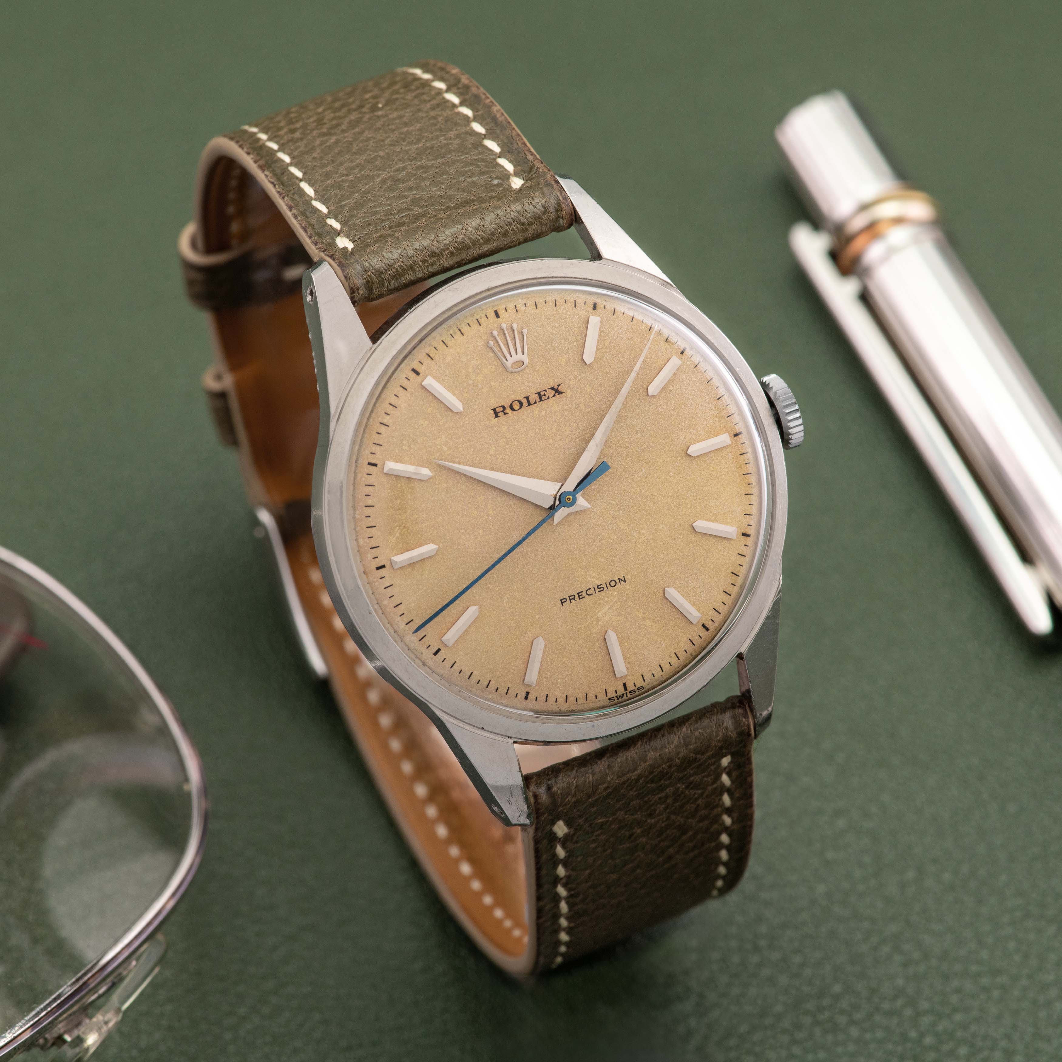 1954 Rolex Dress Watch Stainless Steel Sand Finish Dial Ref. 8896