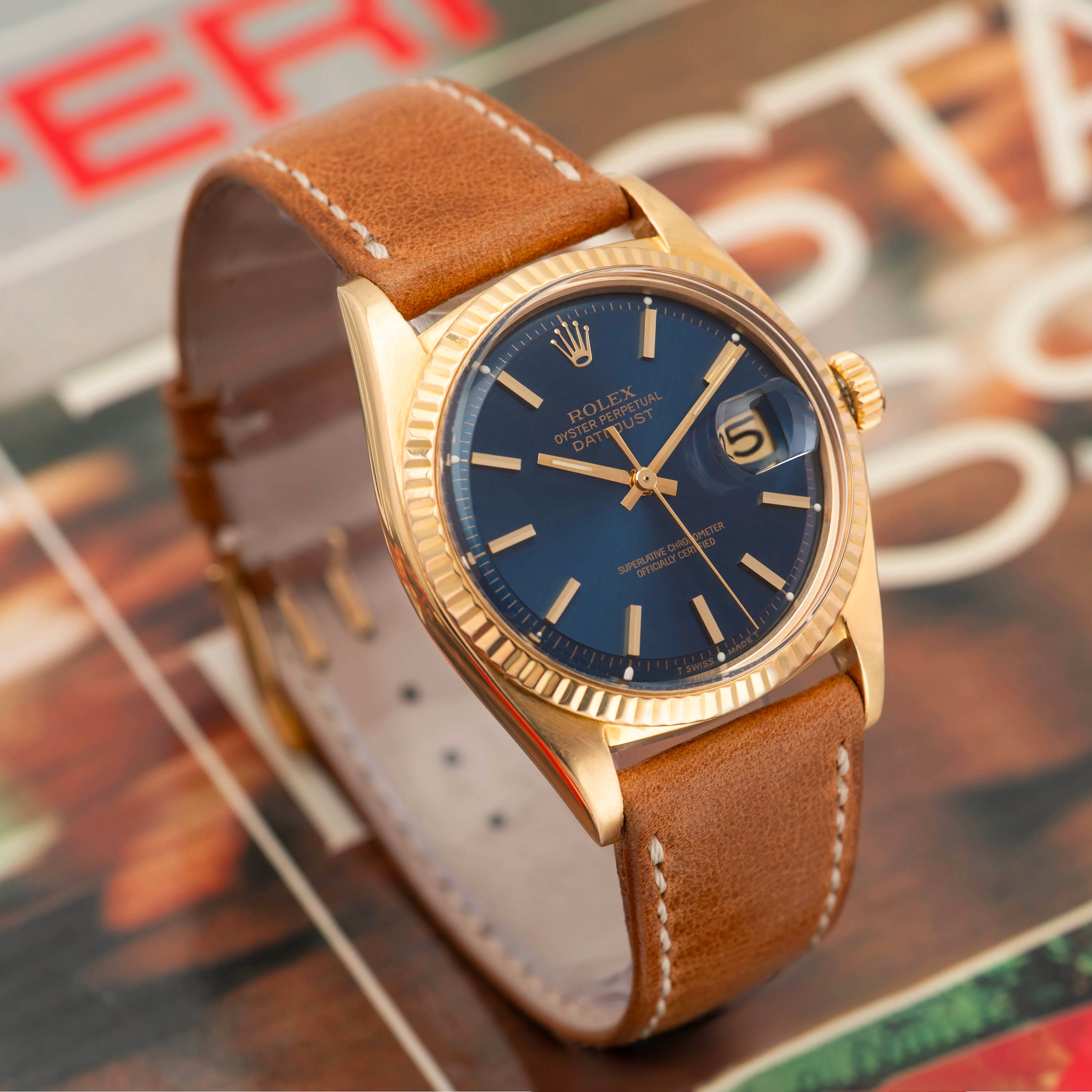 1973 Rolex Datejust 18K Blue Dial Ref. 1601