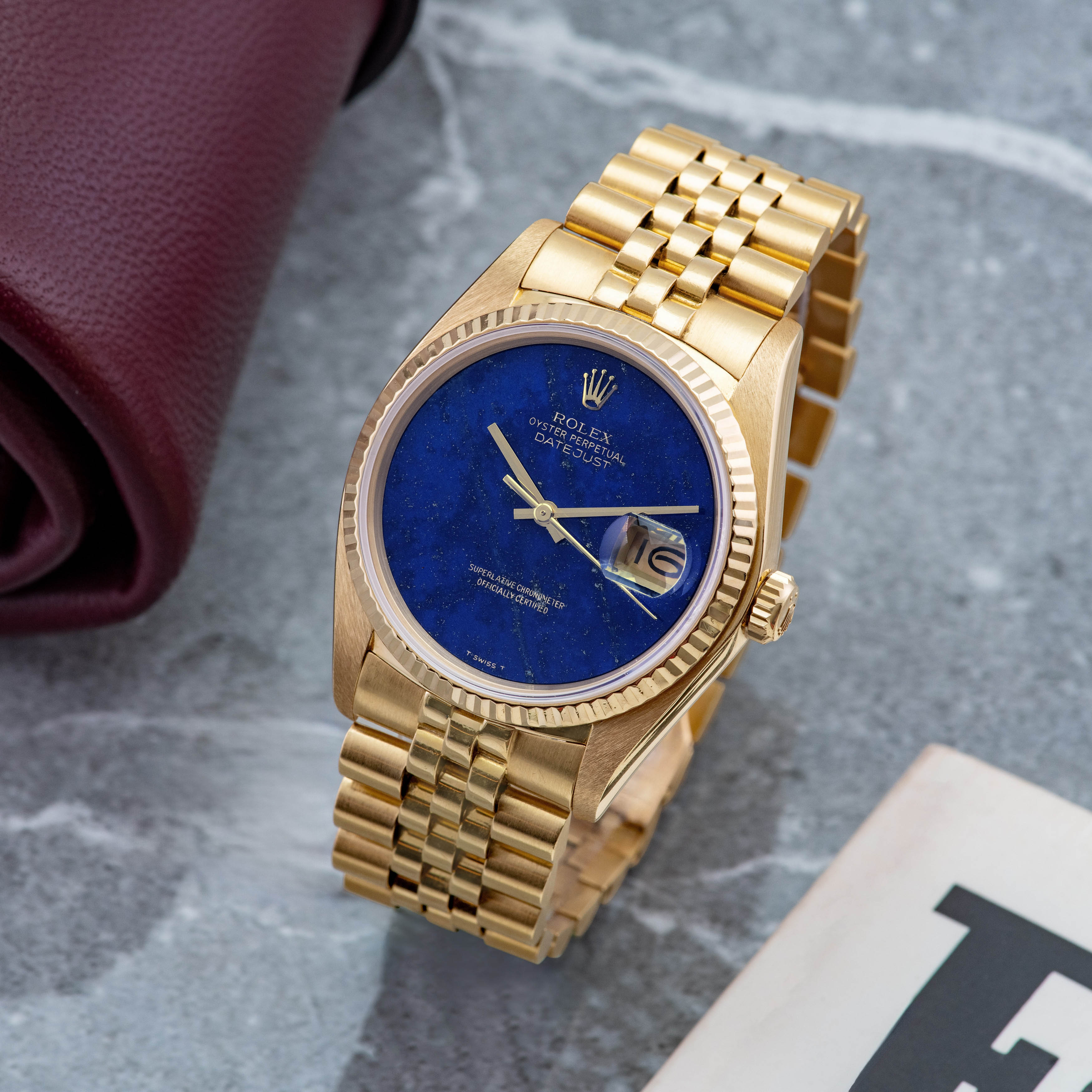 1979 Rolex Datejust 18K Yellow Gold Lapis Dial Ref. 16018 (with RSC Card & Pouch)