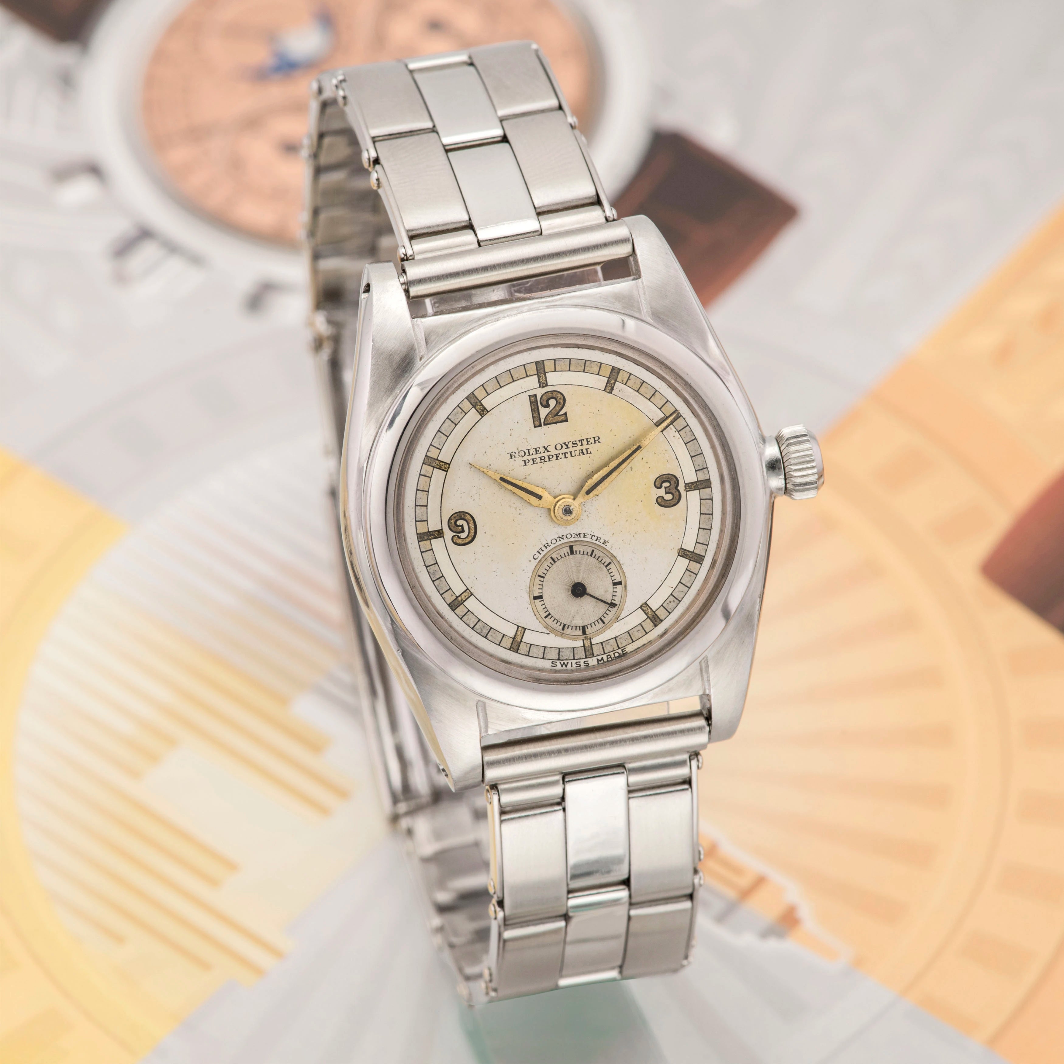 1940 Rolex Bubbleback Stainless Steel Scientific Dial Ref. 2764