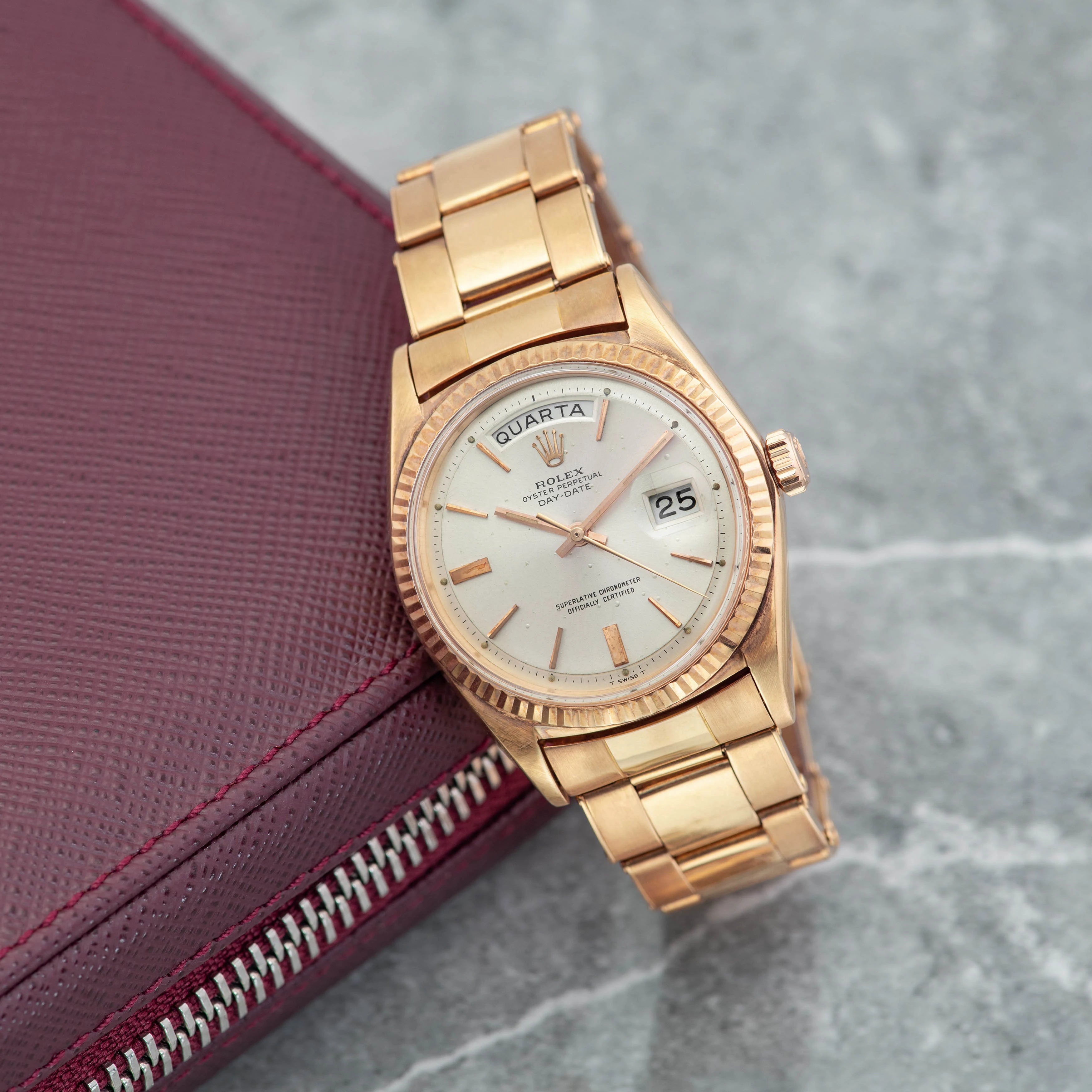 1966 Rolex Day Date Pink Gold Gay Frères Oyster Bracelet Ref.1803