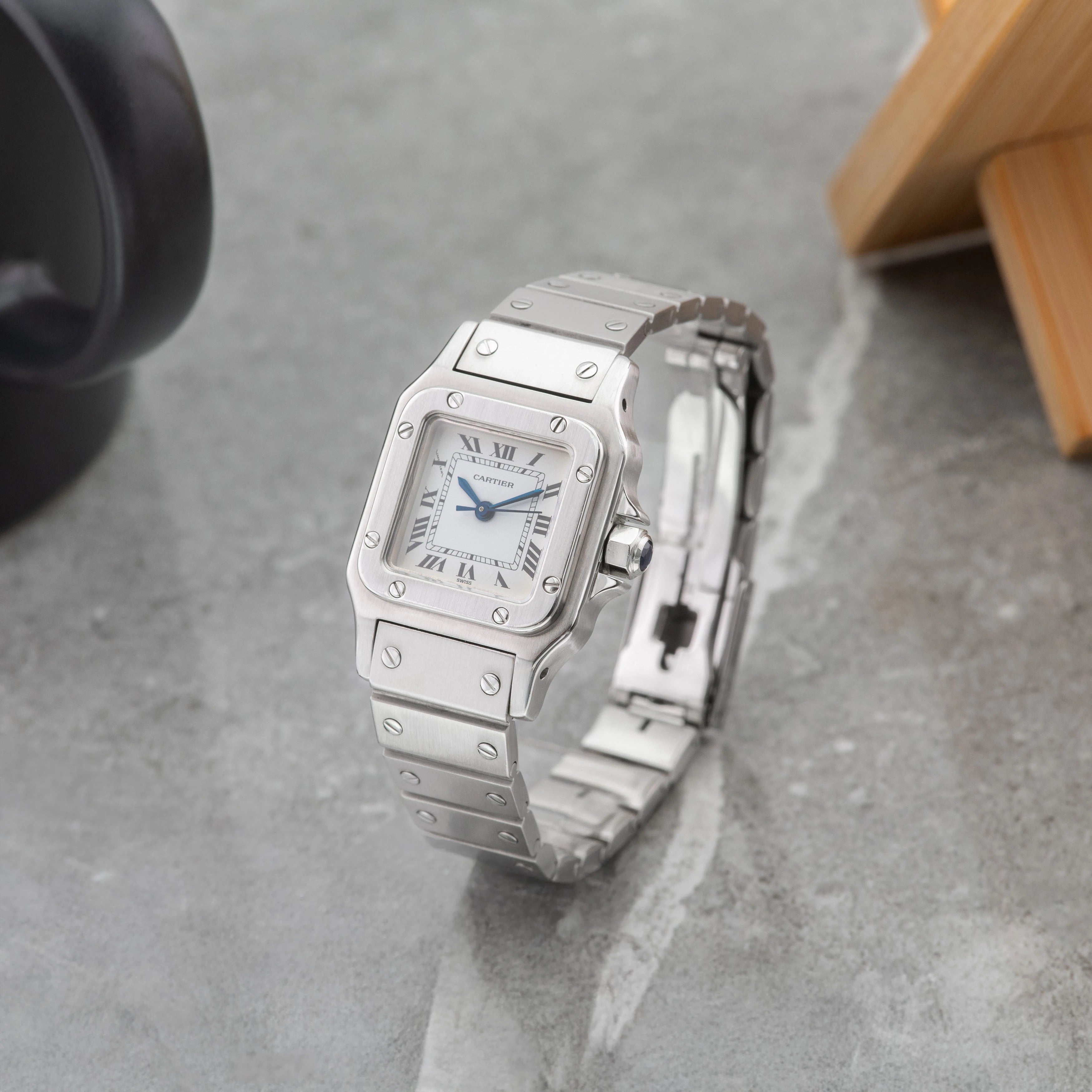 1980's Cartier Santos Carree White Roman Dial Ref. 0901