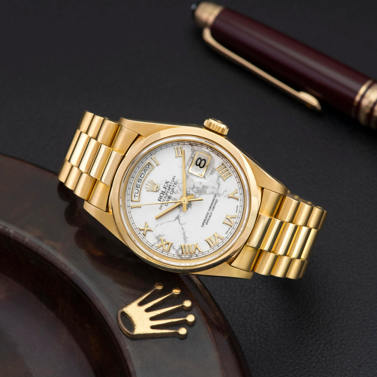 1996 Rolex Day Date Howlite Stone Dial Ref. 18208