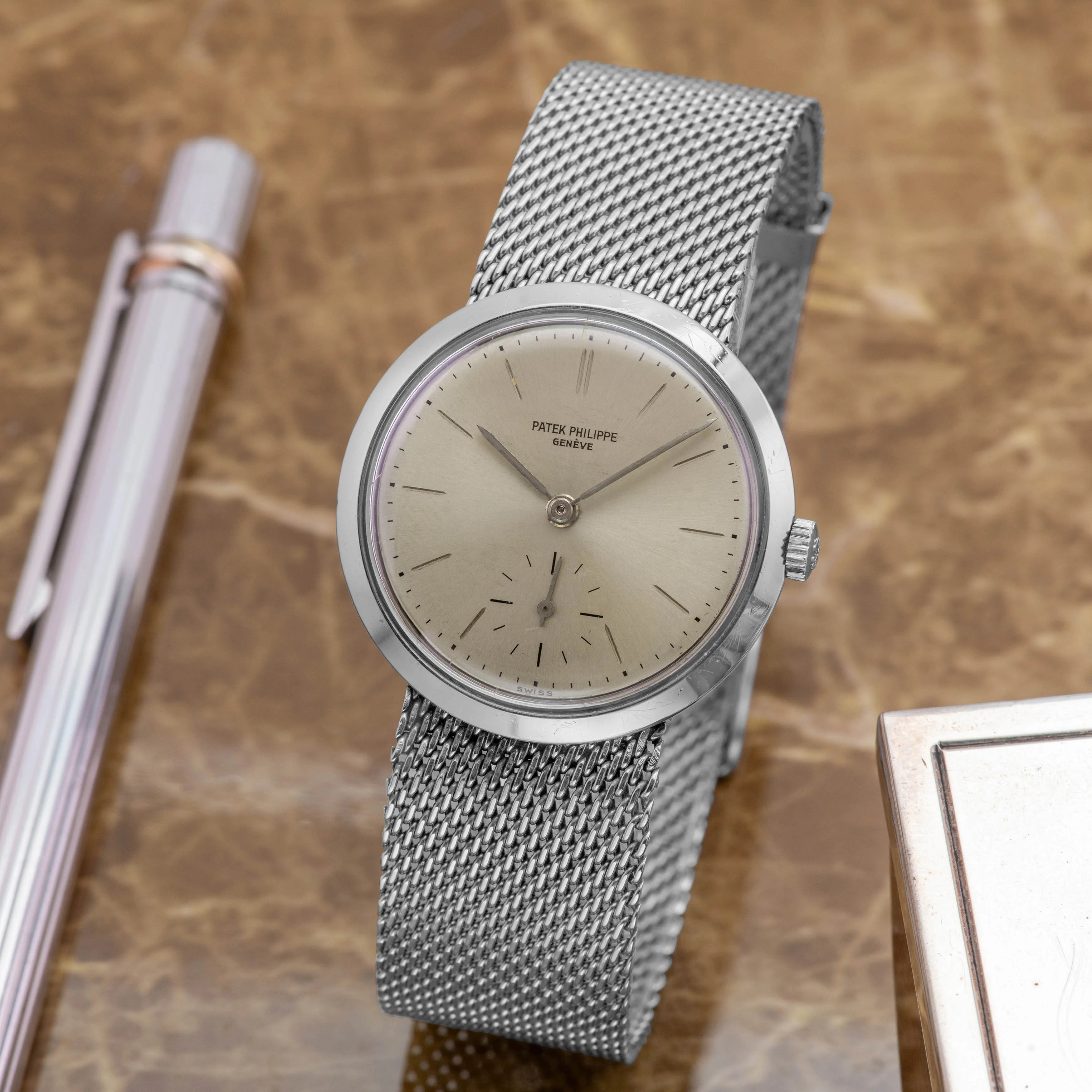 1958 Patek Philippe Calatrava Stainless Steel Millanaise Bracelet Ref. 3418