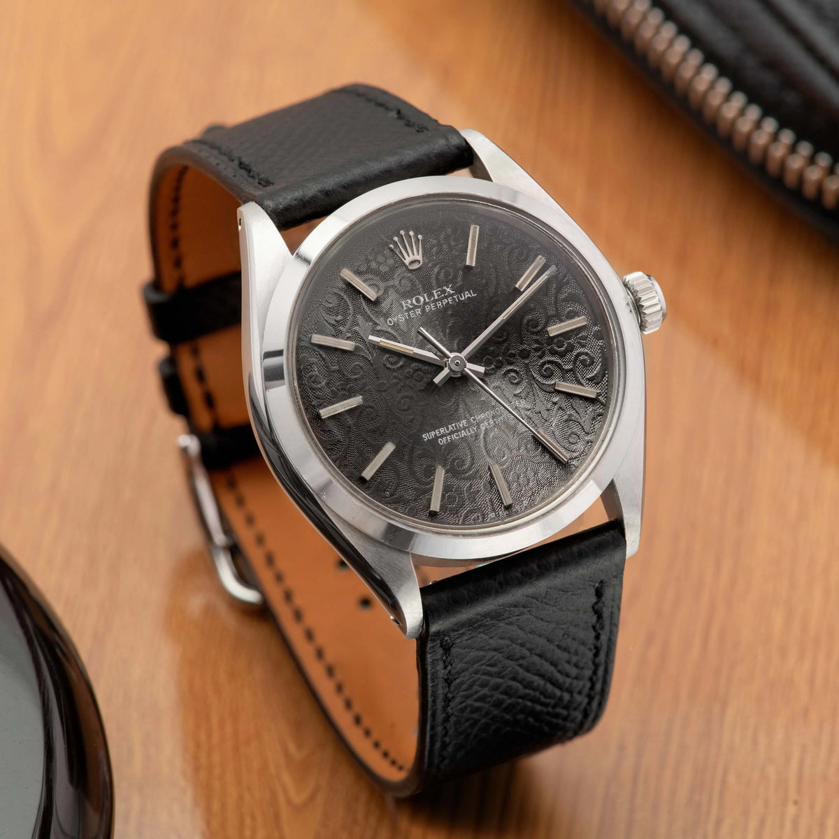 1981 Rolex Oyster Perpetual Rose Engine Guilloche Silver Dial Ref. 1002
