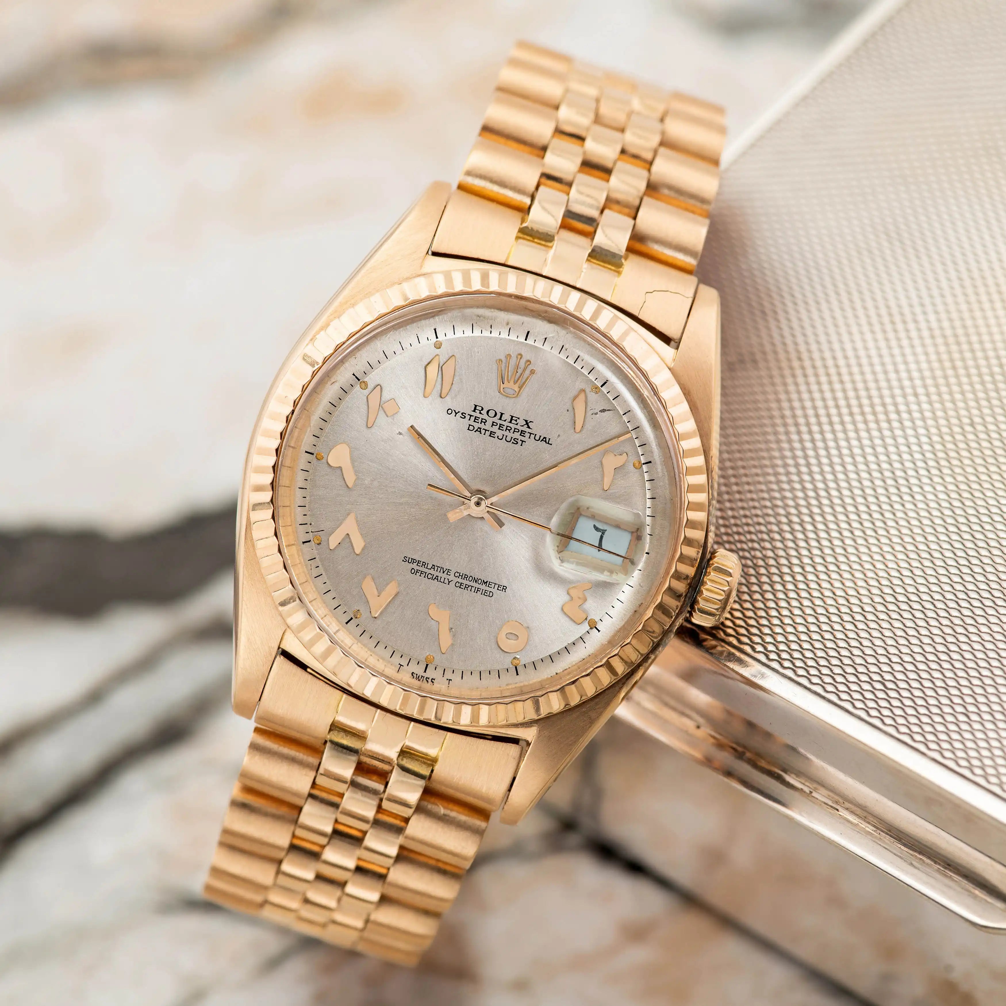 1969 Rolex Datejust Pink Gold Rare Arabic Hindi Dial Ref. 1601