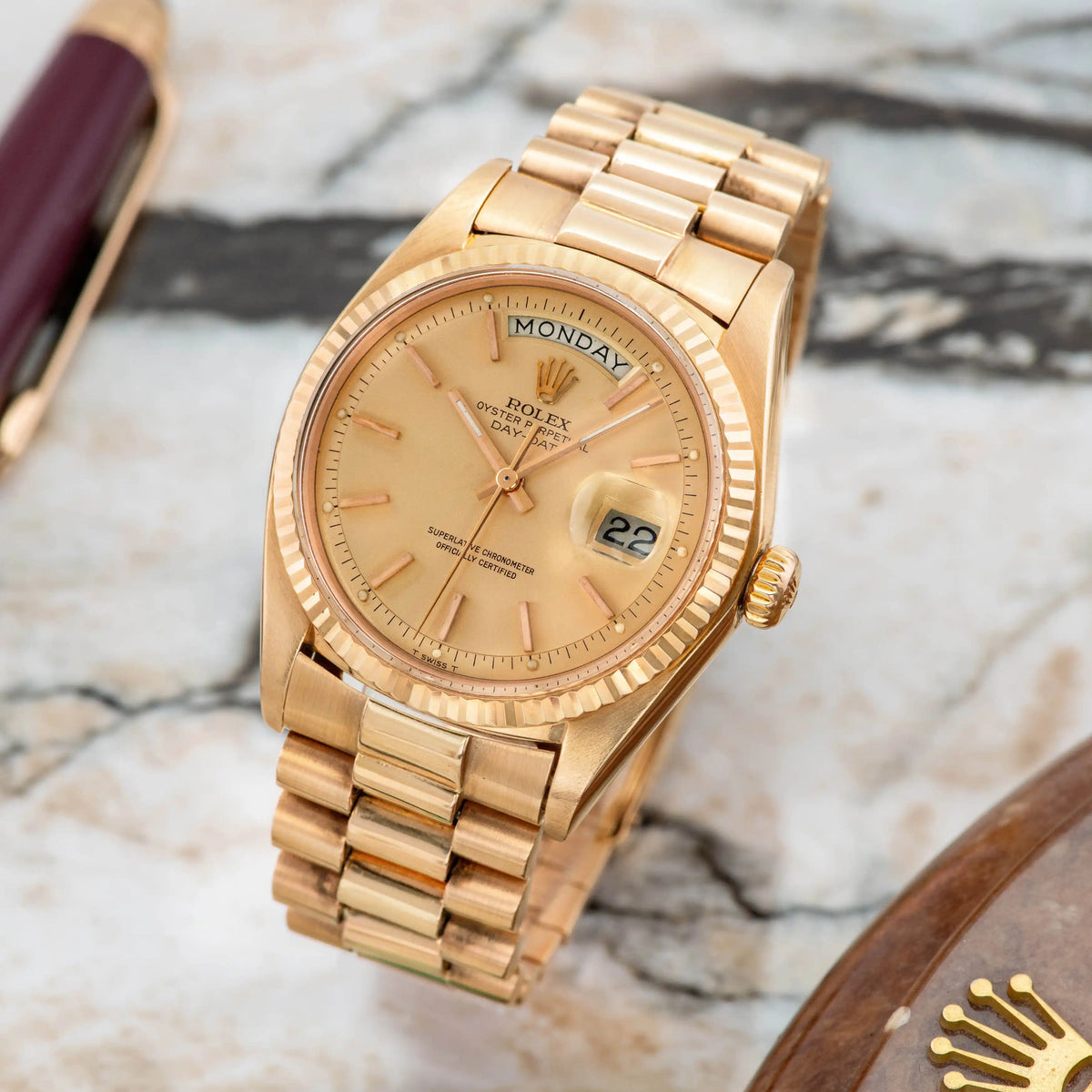 1977 Rolex Day Date 18K Pink Gold & Pink Dial Ref. 1803