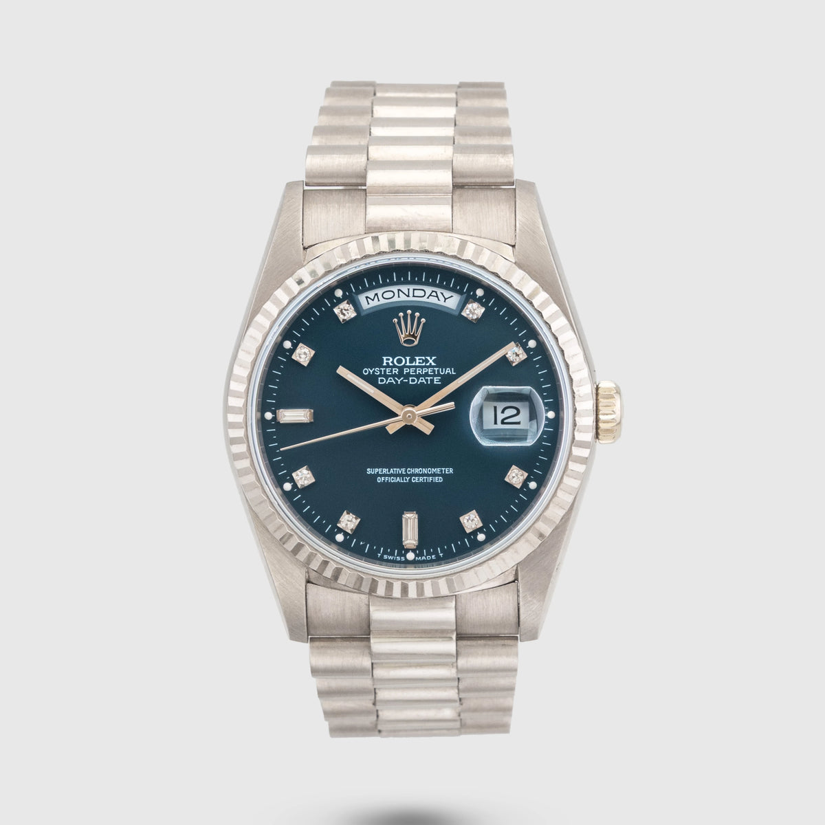 1997 Rolex Day Date Petroleum Blue Dial Ref. 18239 (with Papers)