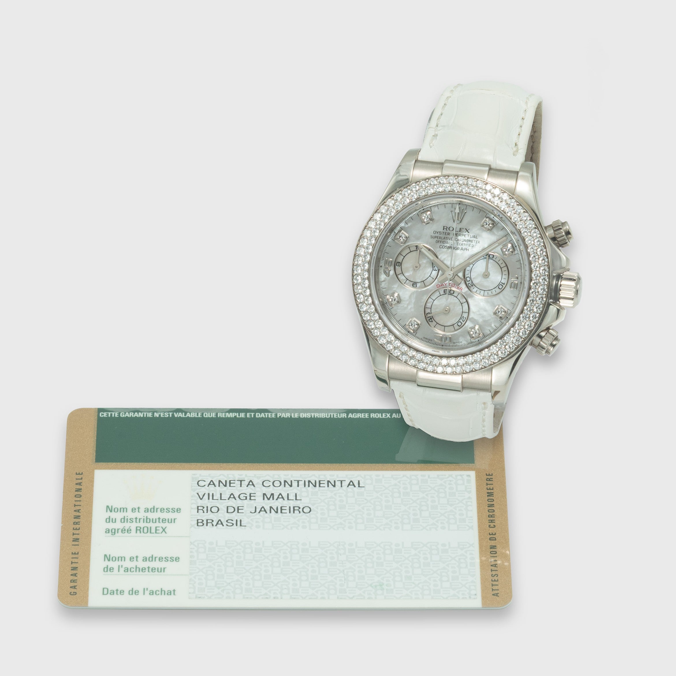 2006 Rolex Daytona White MOP Dial & Factory Diamond Bezel Ref. 116589  (with Warranty Card)