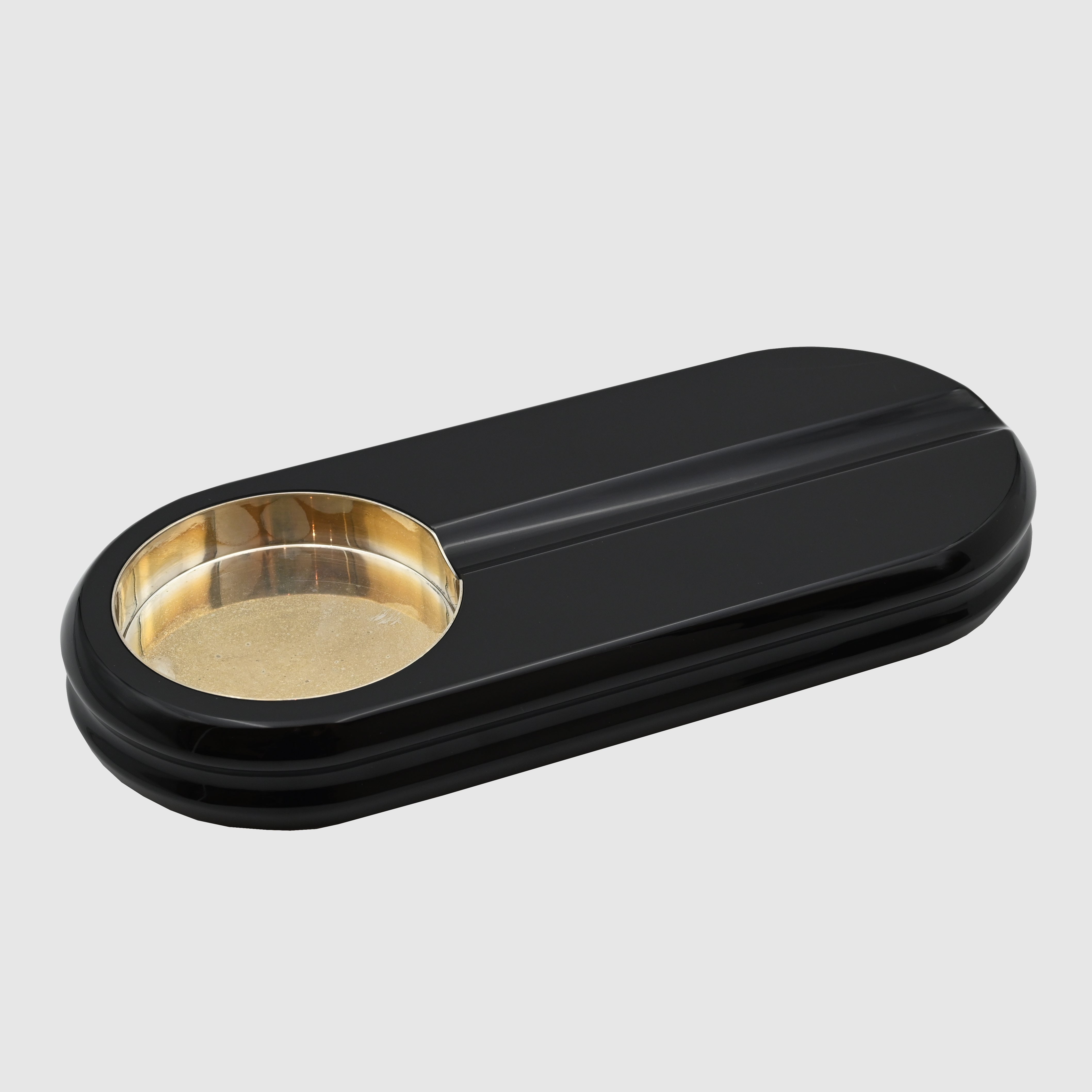 Asprey Ashtray Black with Sterling Silver