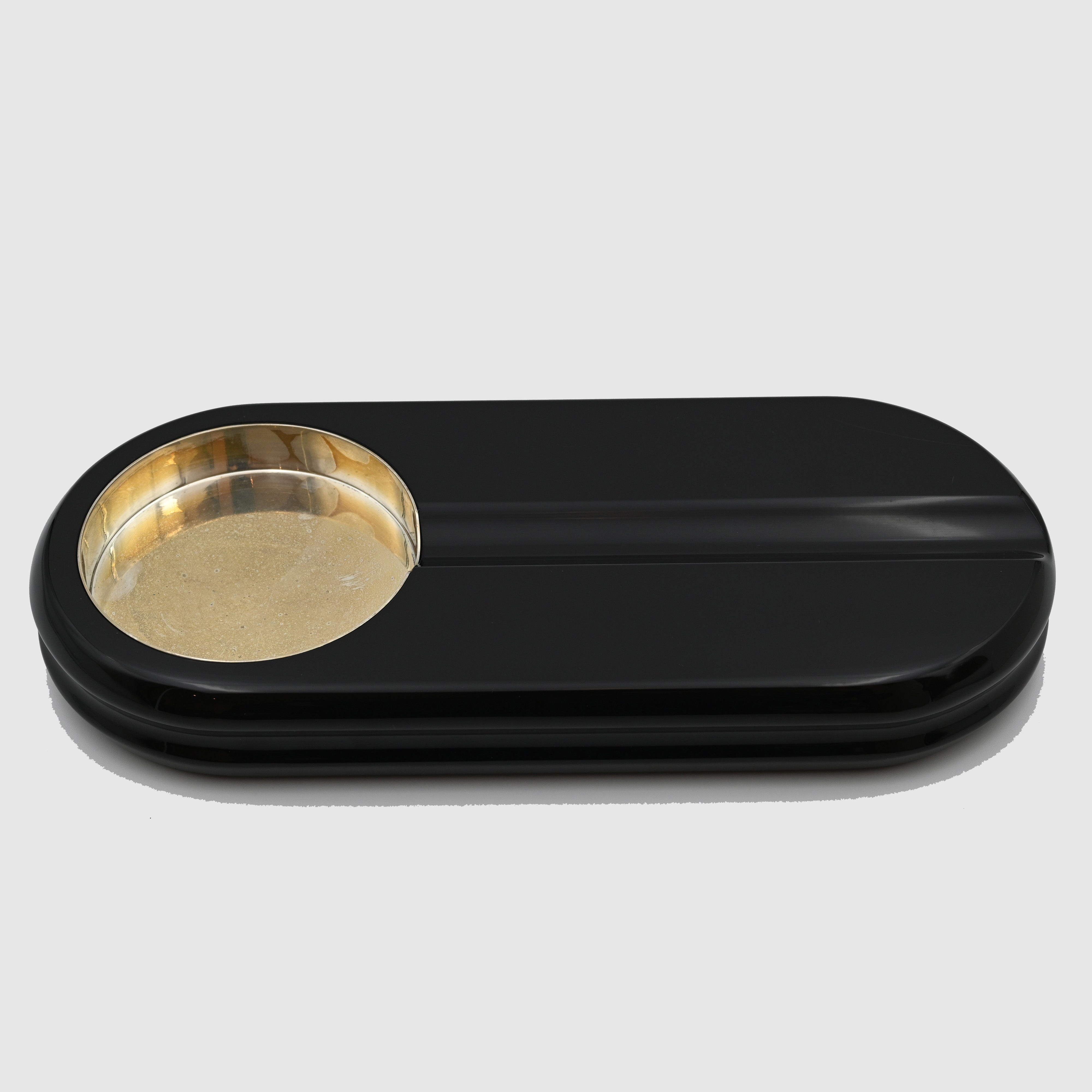 Asprey Ashtray Black with Sterling Silver