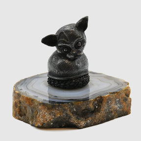 Vintage Cartier Italy .600 'Silver Dog on Agate Slab'