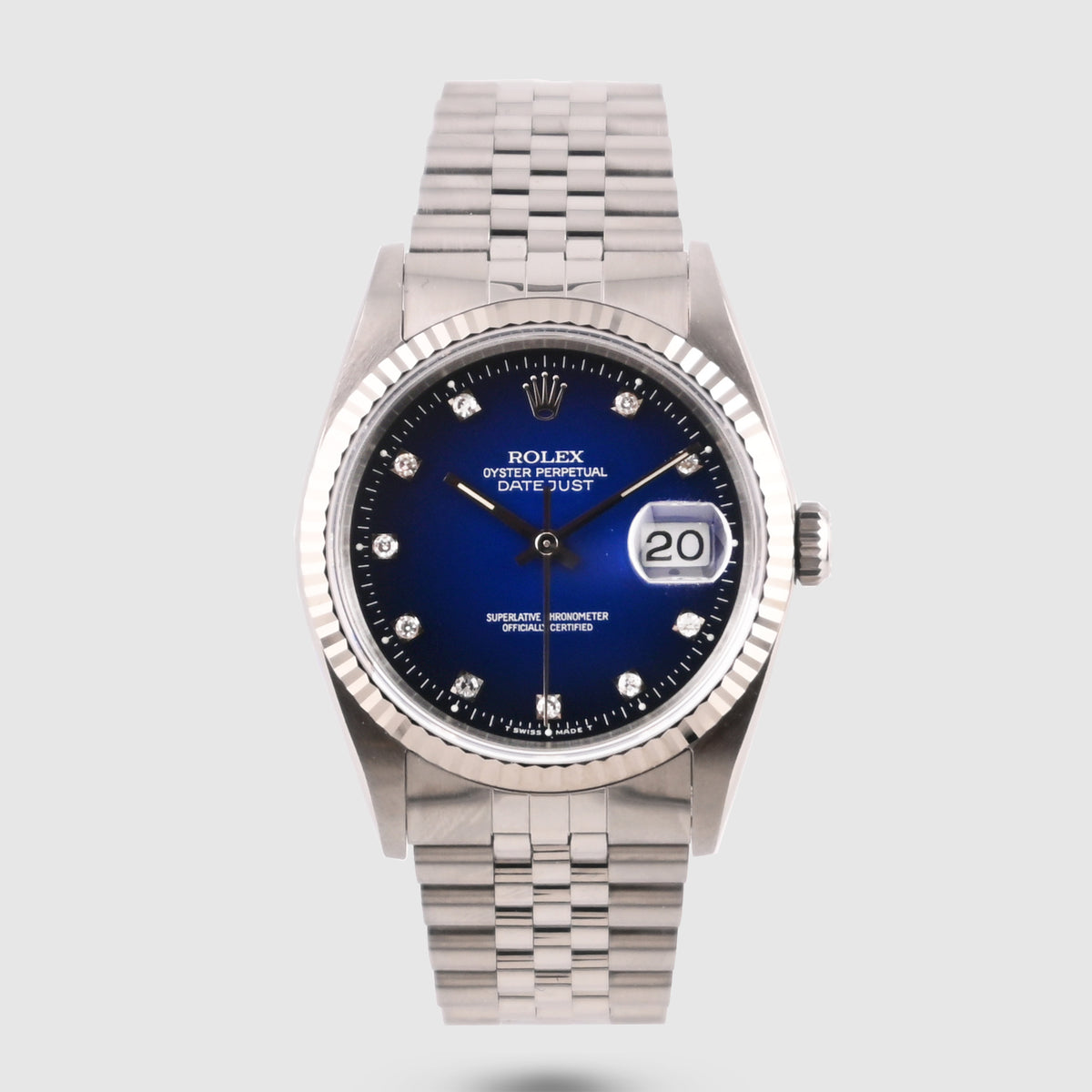 1991 Rolex Datejust Blue Vignette Diamond Dial Ref. 16234 (with papers)