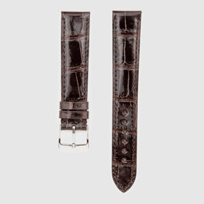 Camille Fournet Strap Alligator Glossy Square Scales Dark Brown (Multiple Sizes)
