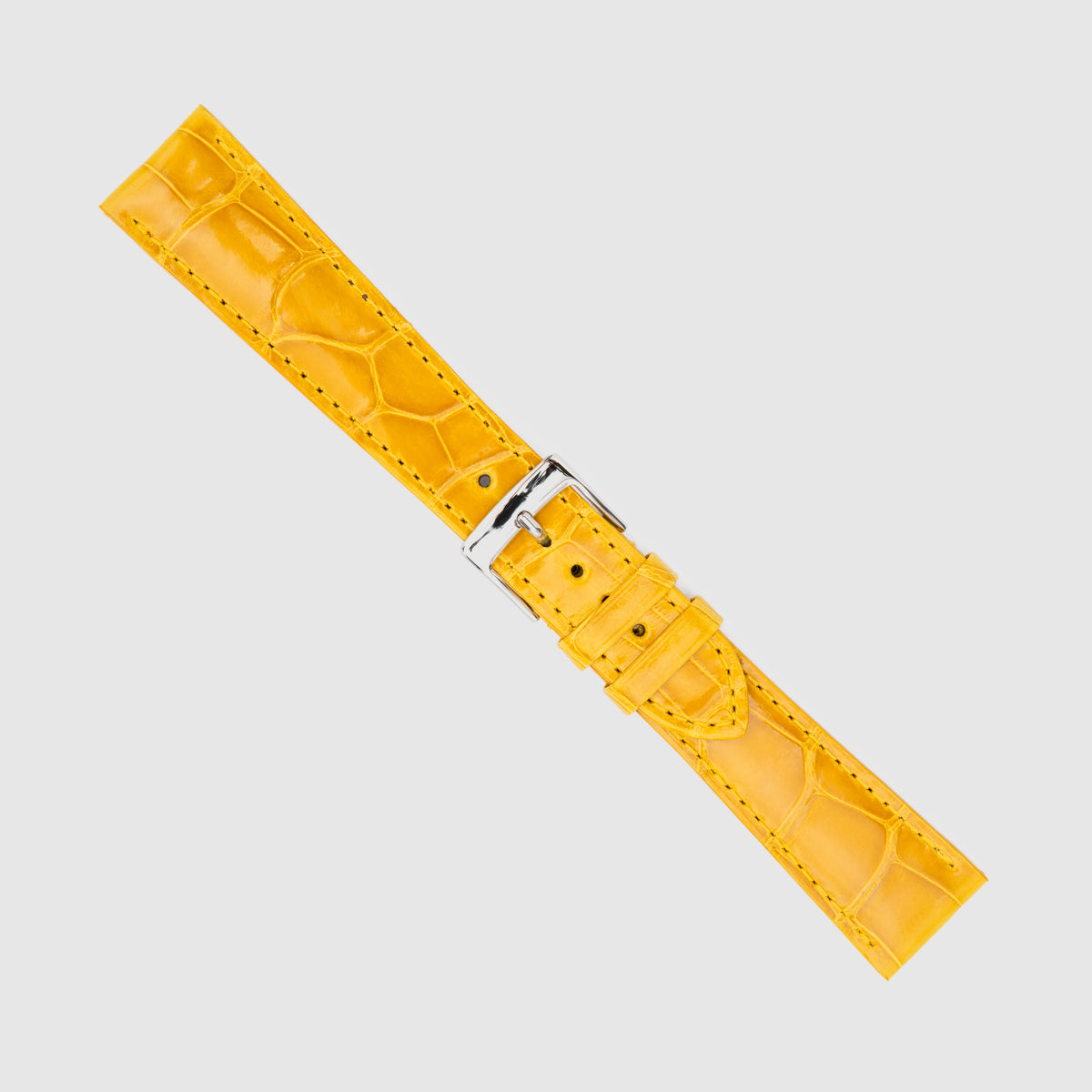 Camille Fournet Strap Alligator Glossy Square Scales Yellow