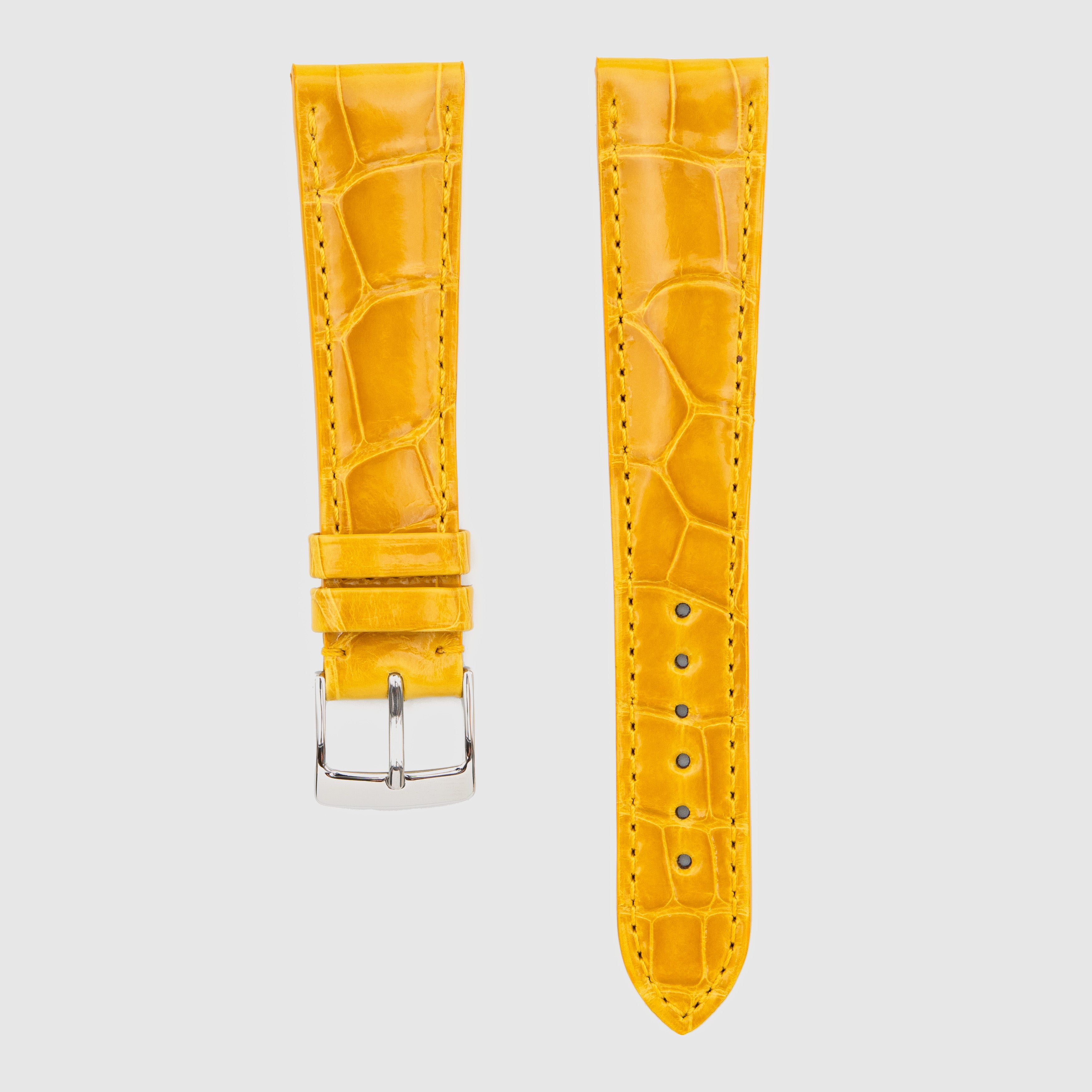 Camille Fournet Strap Alligator Glossy Square Scales Yellow