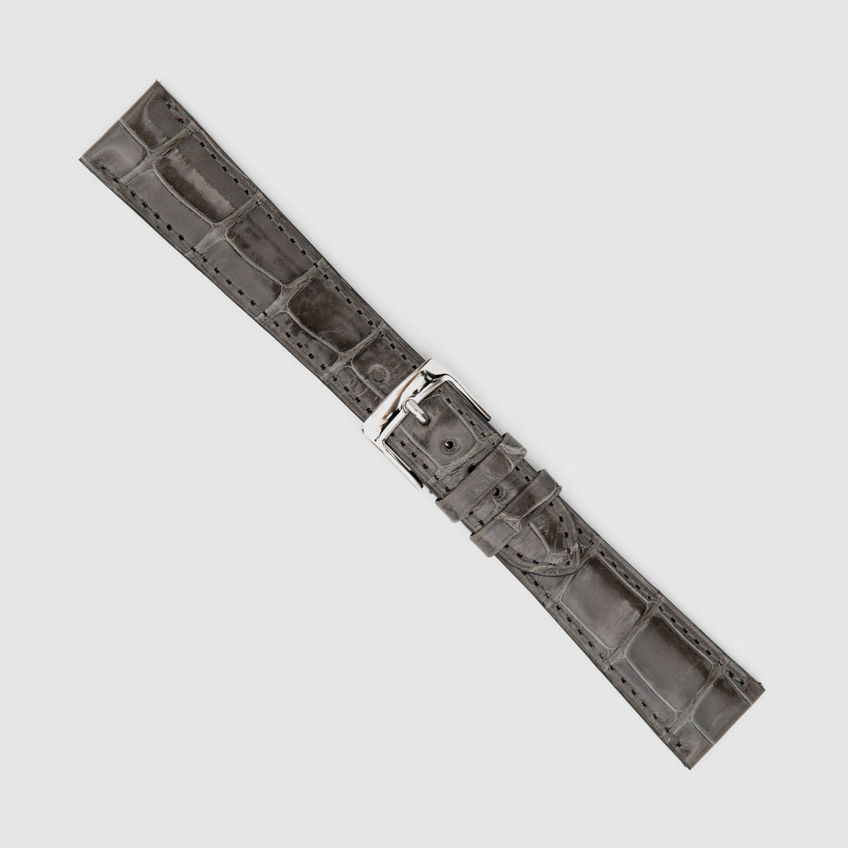 Camille Fournet Strap Alligator Glossy Square Scales Dark Gray (Multiple Sizes)