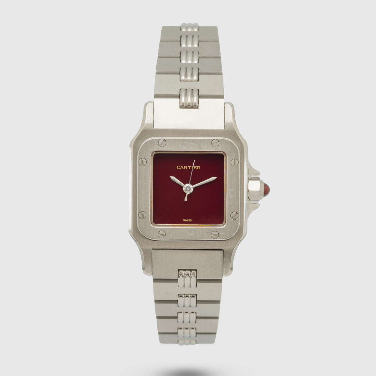 1987 Cartier Santos Carree Burgundy Dial Ref. 0901 (Full Set)