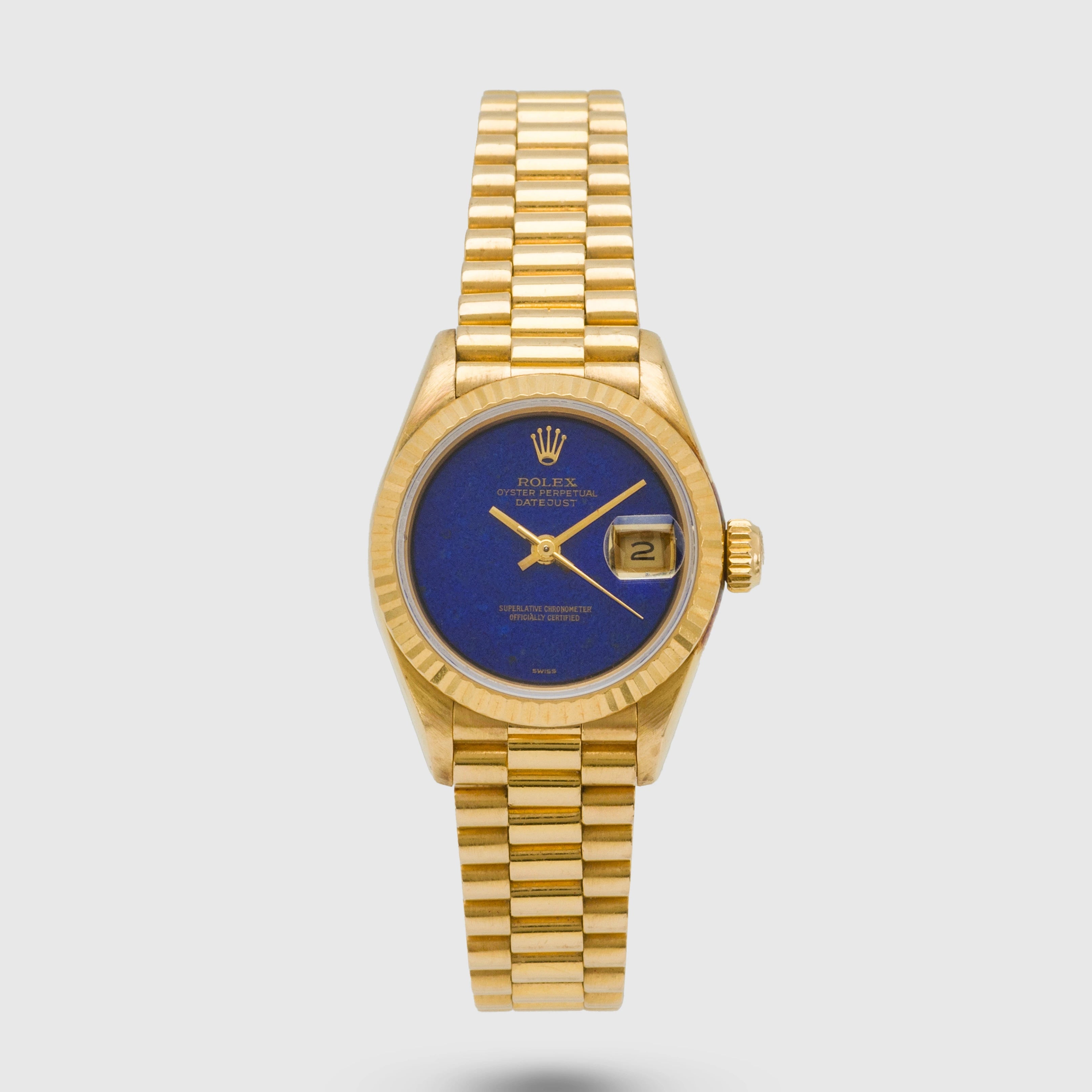 1987 Rolex Lady Datejust 18k YG Lapis Dial Ref. 69178 (Full Set)