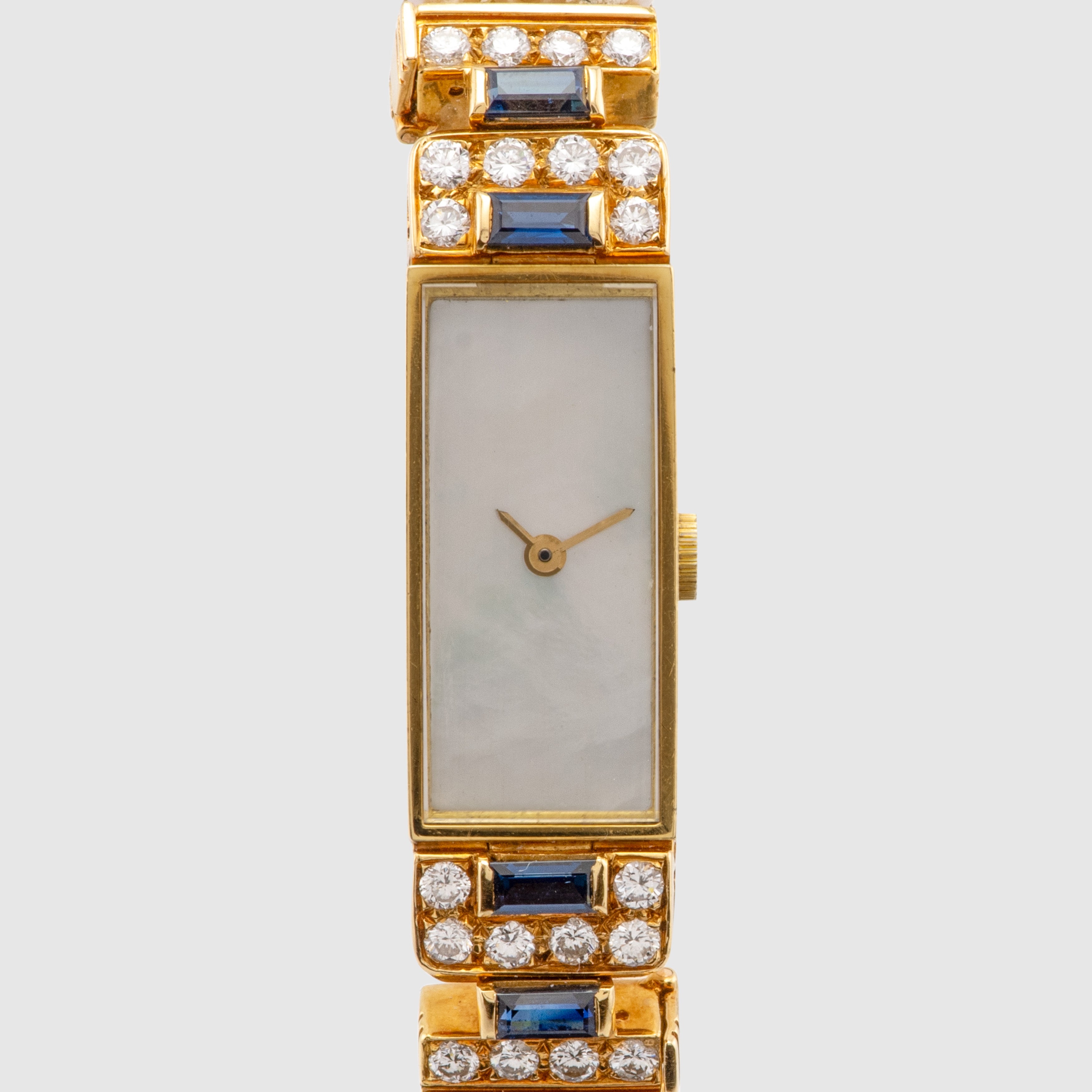 1980's Van Cleef Arpels 18K Mother of Pearl Ref. VC750 (with Pearl & Lapis Bracelet and Leather Strap)