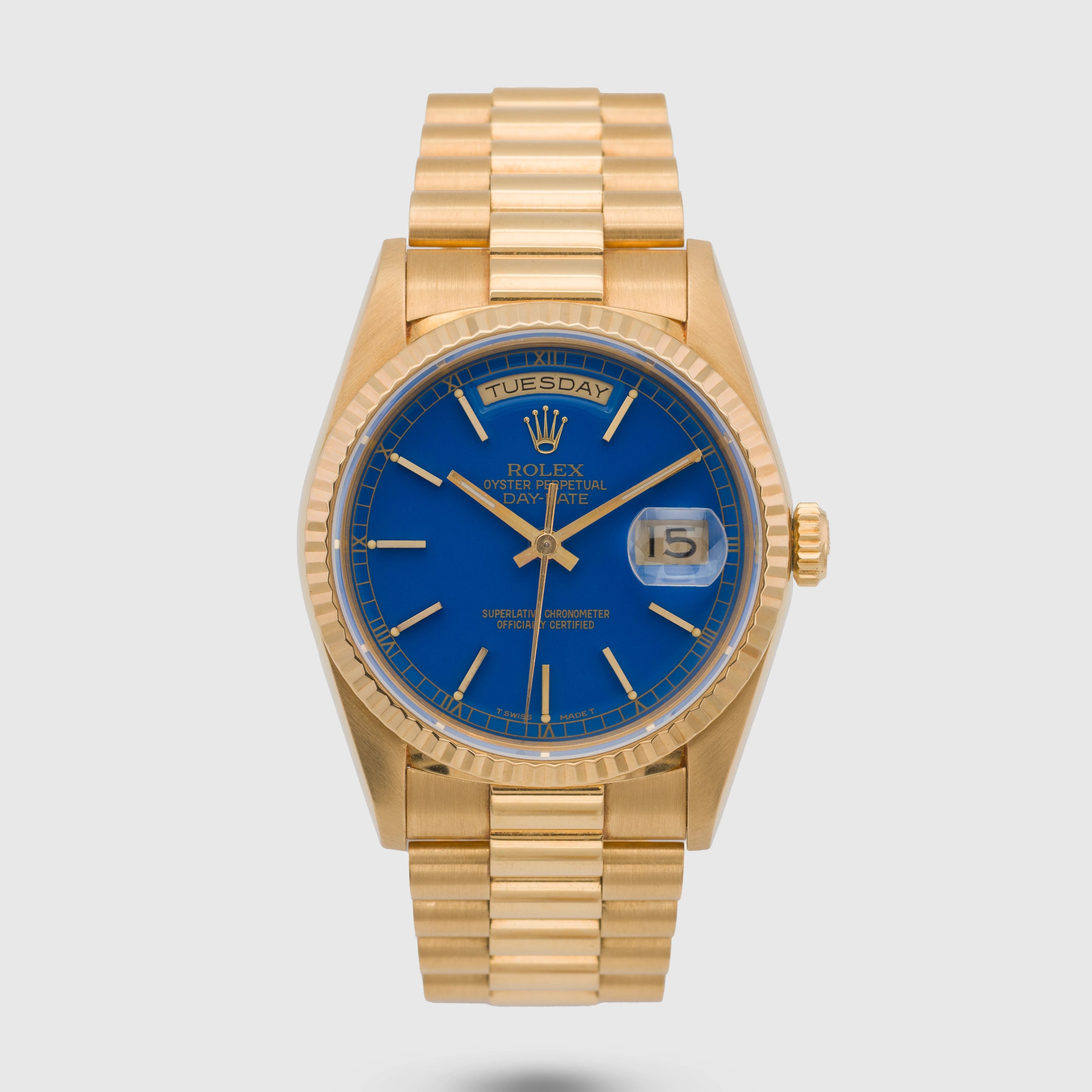 1990 Rolex Day Date Blue Stella Ref. 18238 (with papers)