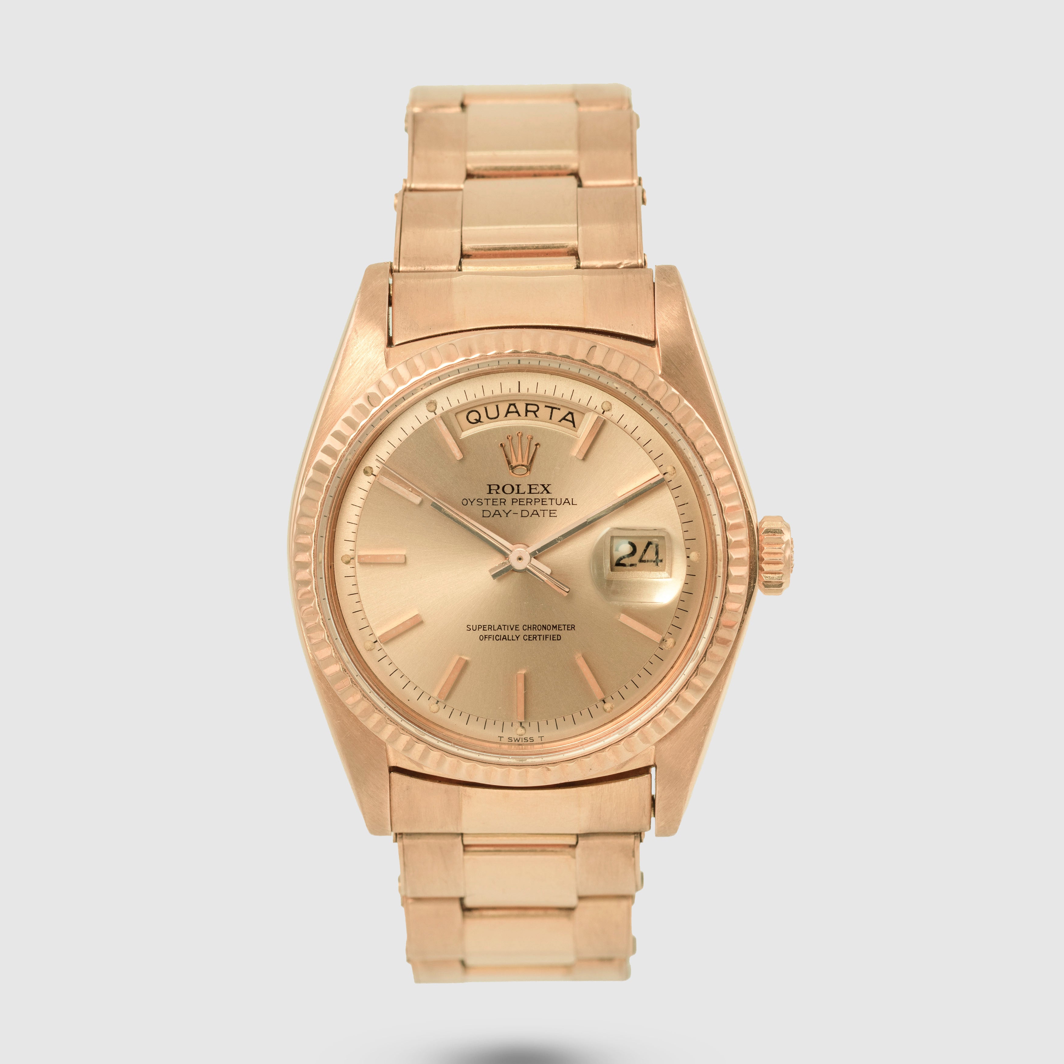 1973 Rolex Day Date Pink on Pink Rivited Gay Fréres Oyster Bracelet Ref. 1803