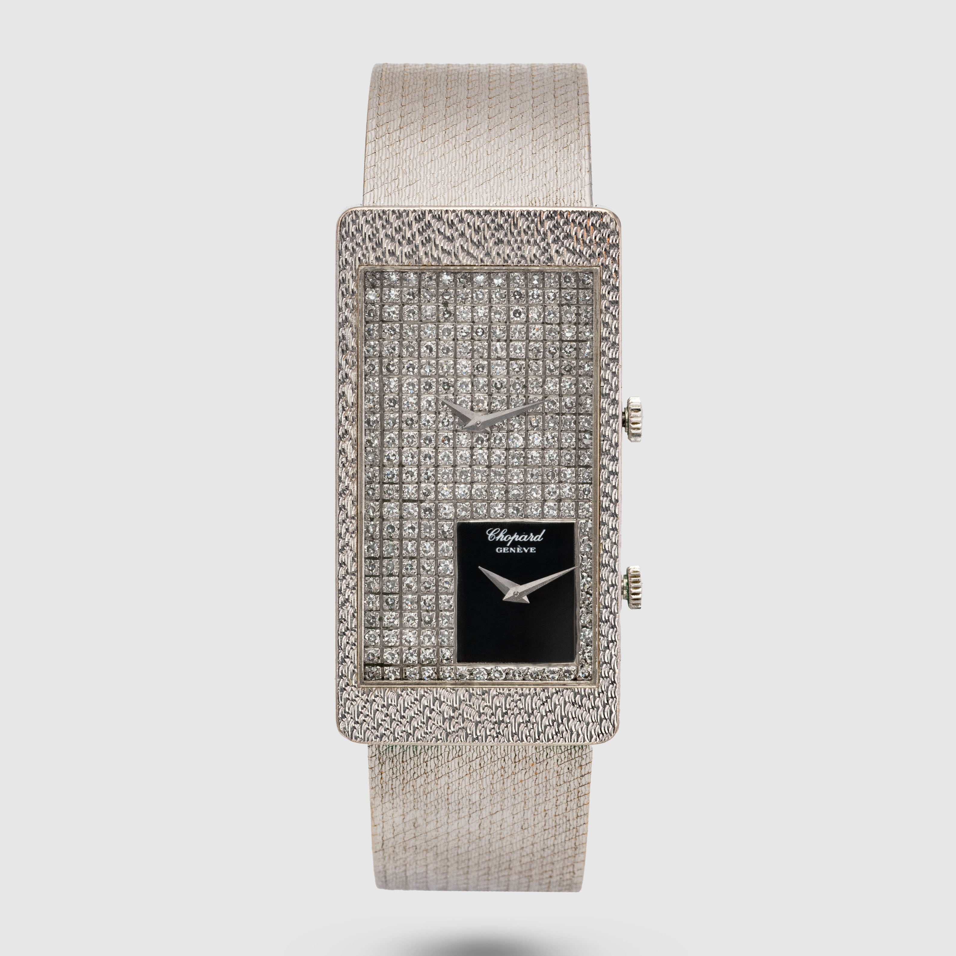 1970's Chopard by Kutchinsky White Gold Pavee & Lacquer Dial with Mesh Bracelet Ref. 5093 1