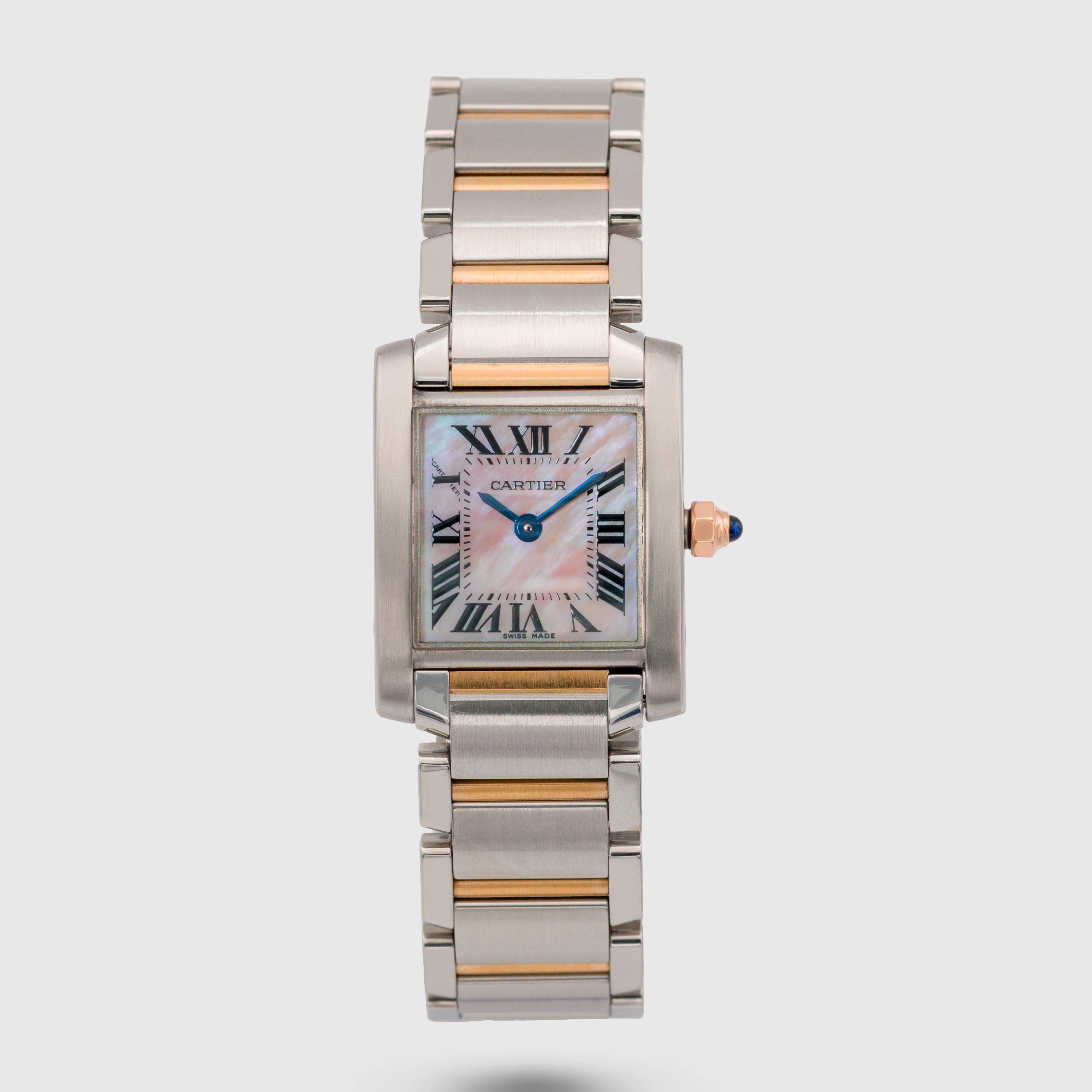 1990's Cartier Tank Francaise Small Two Tone Pink MOP Ref. 2384