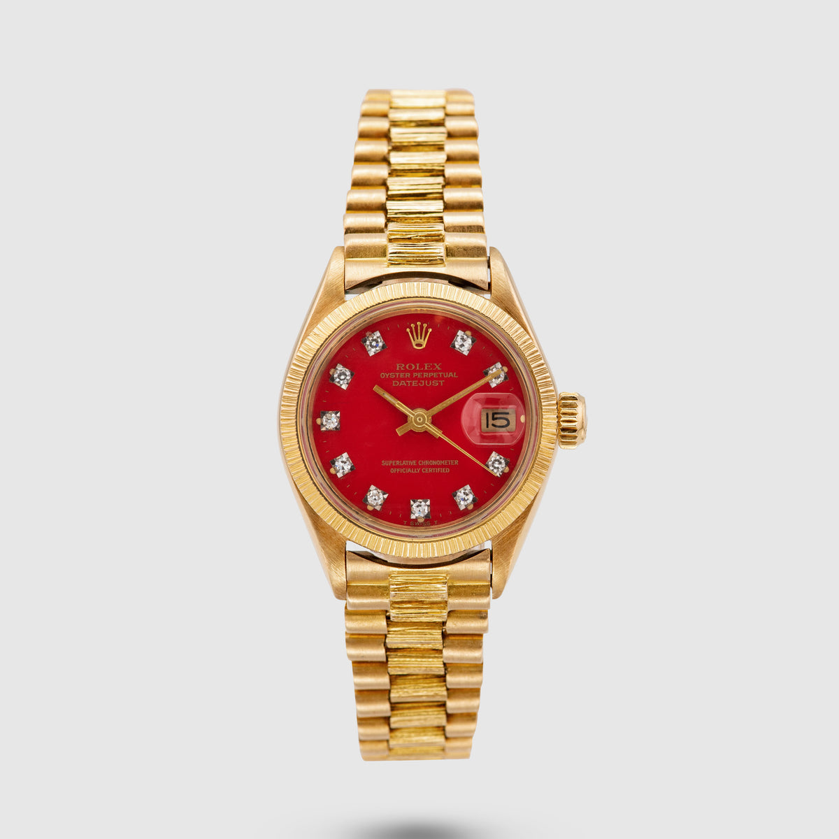 1973 Rolex Lady Datejust Bark Red Stella Diamond Dial Ref. 6927 (Full Set)