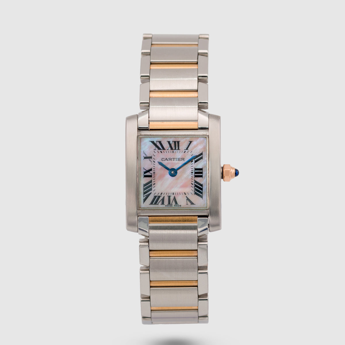 1990's Cartier Tank Francaise Small Two Tone Pink MOP Ref. 2384