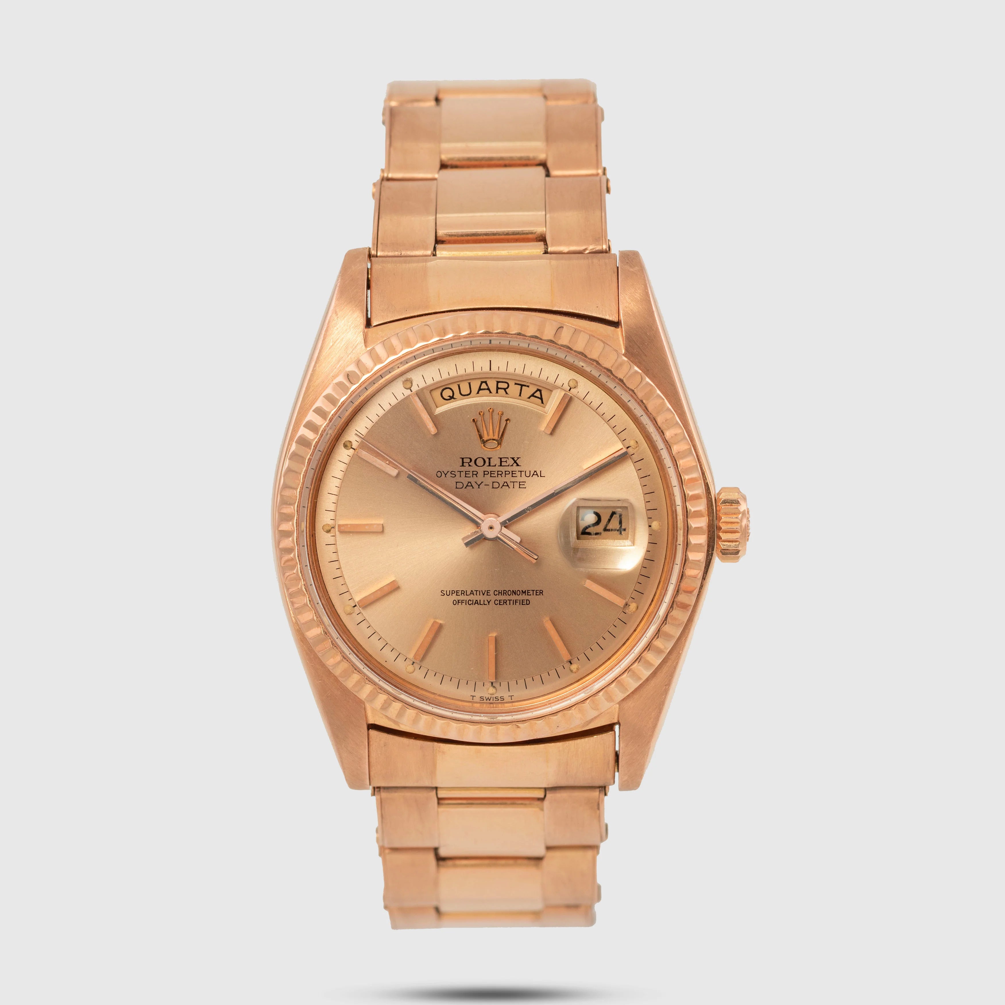 1973 Rolex Day Date Pink on Pink Rivited Gay Fréres Oyster Bracelet Ref. 1803