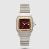1980's Cartier Santos Carree Burgundy Dial St/G Ref. 2961 (Box)
