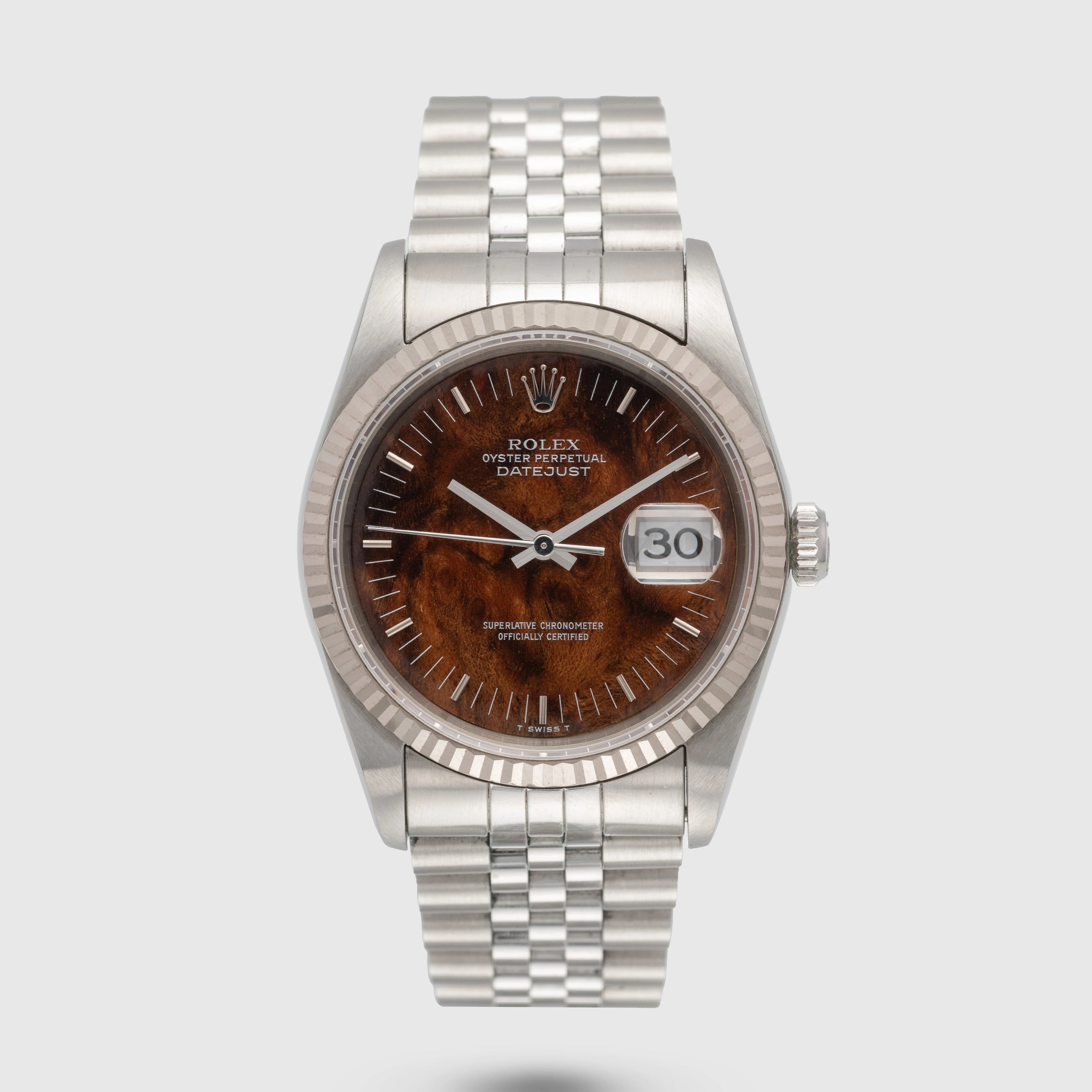 1989 Rolex Datejust Burl Wood Dial St/WG Ref. 16234