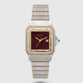 1980's Cartier Santos Carree Burgundy Dial St/G Ref. 2961 (Box)