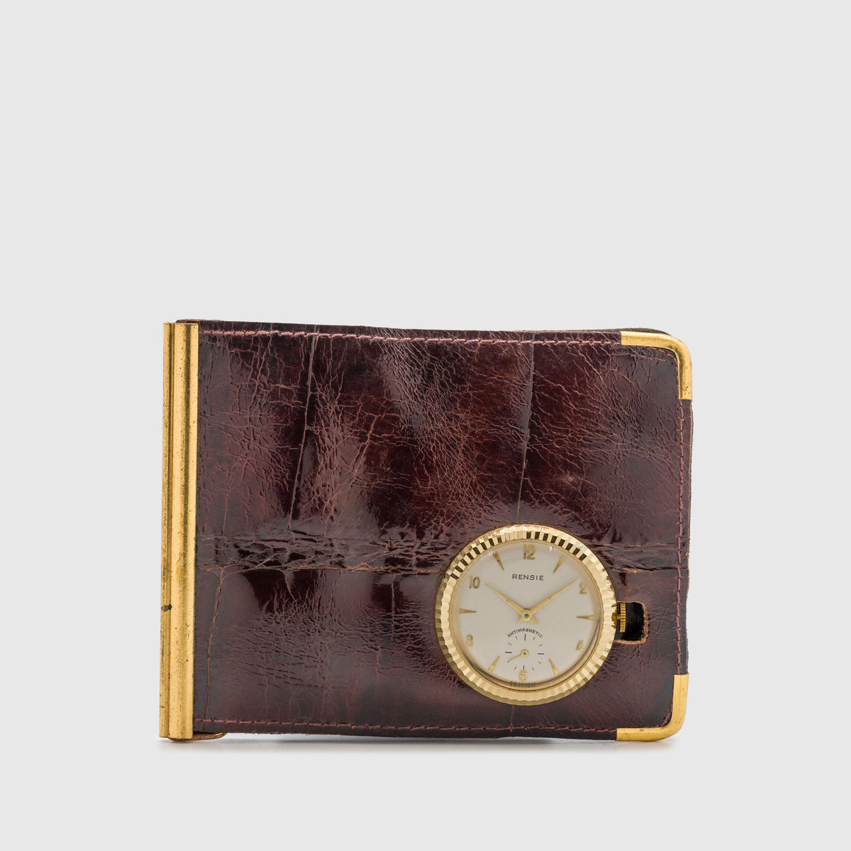 Rensie Alligator Leather Money Clip with Manual Watch