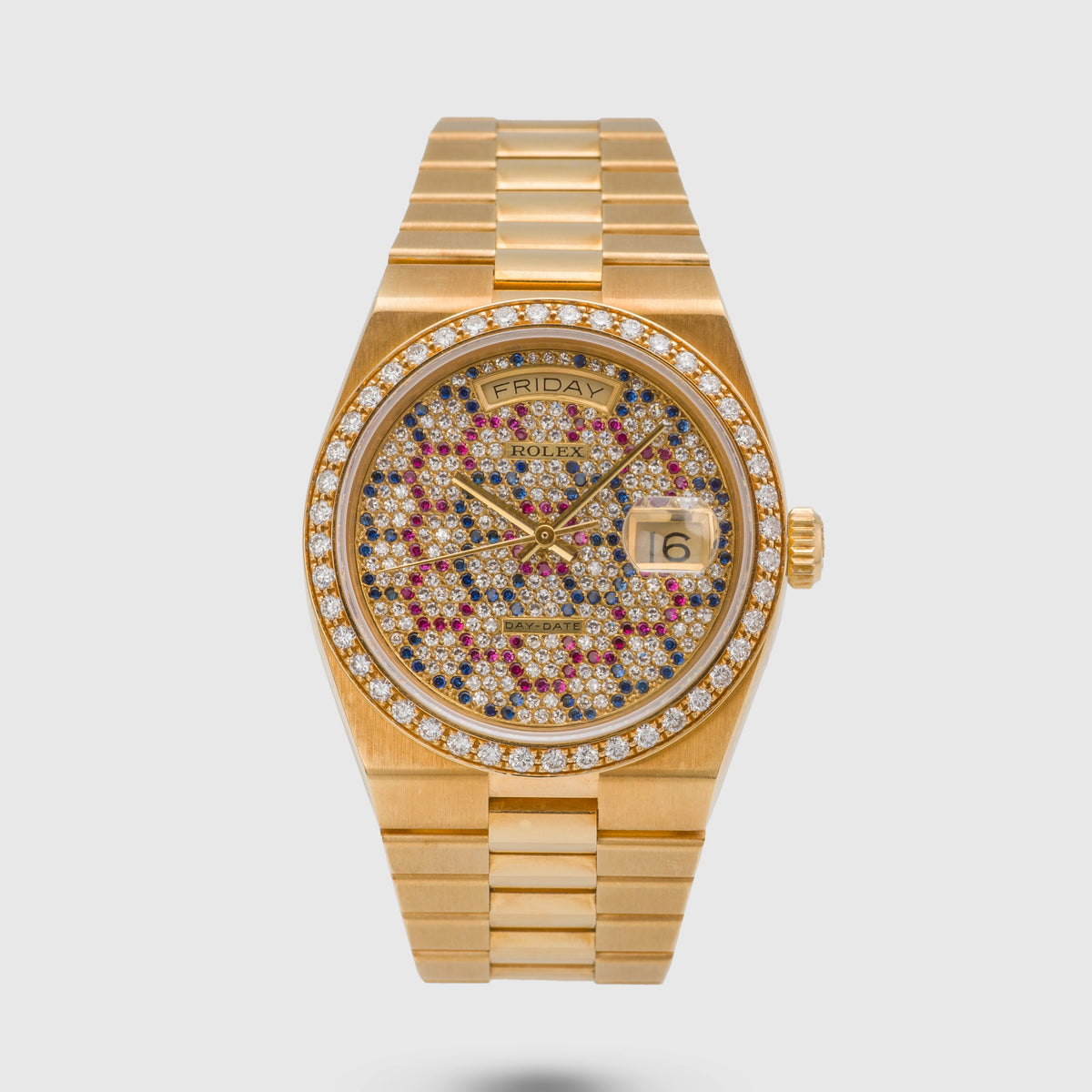 1986 Rolex Day Date Oysterquartz Honeycomb Diamond Dial Ref. 19048